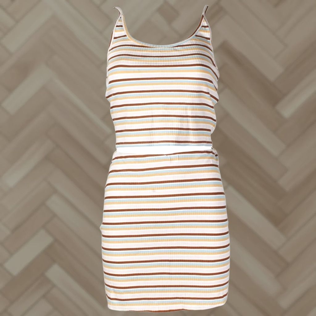 O'Neill O'Neill Women's All Day Morette Stripe Skirt - Brown Blue Yellow Pink, 95% Viscose 5% Spandex, Pull On, Lightweight, Casual, Skirt, S, Womens Size 28" / US 6 / IT 42 - 1 Thumbnail
