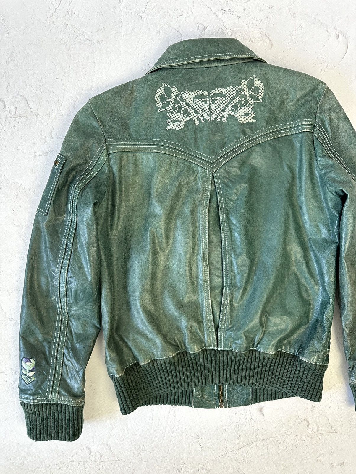 Vintage Vintage Roxy Leather Green Worn Jacket Size M / US 6-8 / IT 42-44 - 11 Thumbnail