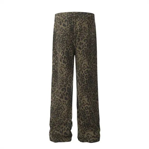 VIBE Loose casual punk washed workwear leopard print jeans y2k Size US 32 / EU 48 - 3 Thumbnail