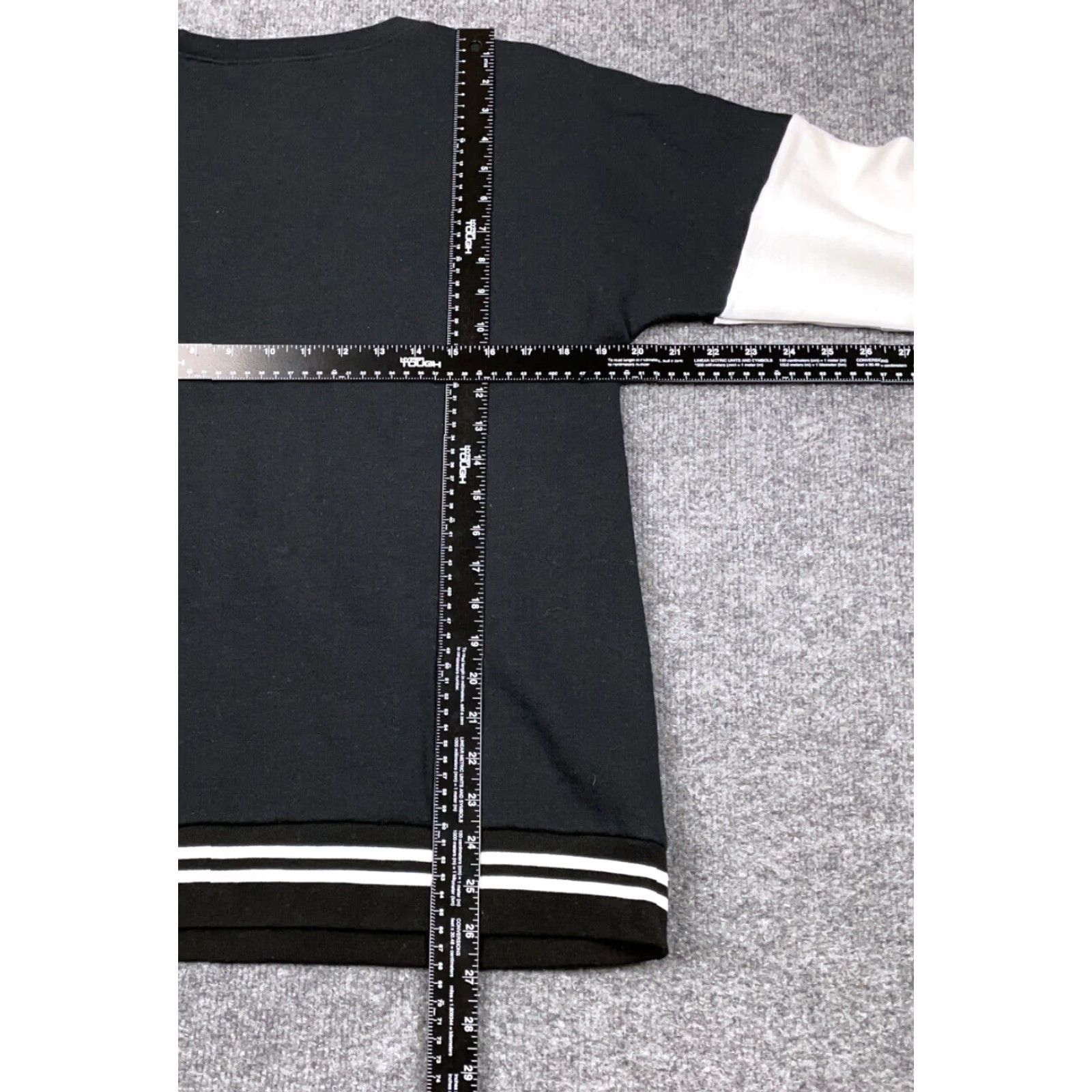 Vintage VTG 90s Black White Gymnastics Print Sweatshirt Women's Medium Stripes Pullover Size M / US 6-8 / IT 42-44 - 5 Thumbnail