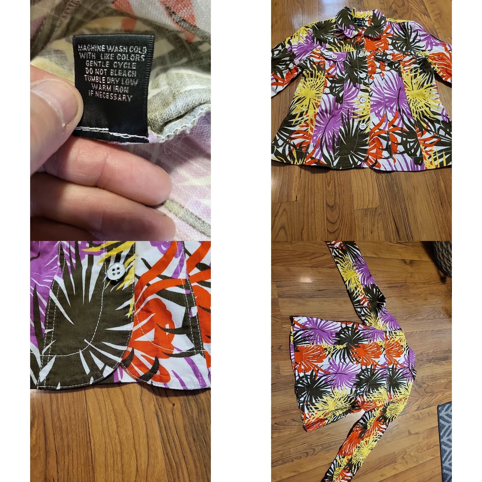 J Brand Analogy Women's Denim Jacket Floral Multicolor Short Sleeve Long Sleeve Pockets Button Regular L Jacket Coat cotton jacket Women Fashion Size L / US 10 / IT 46 - 9 Thumbnail