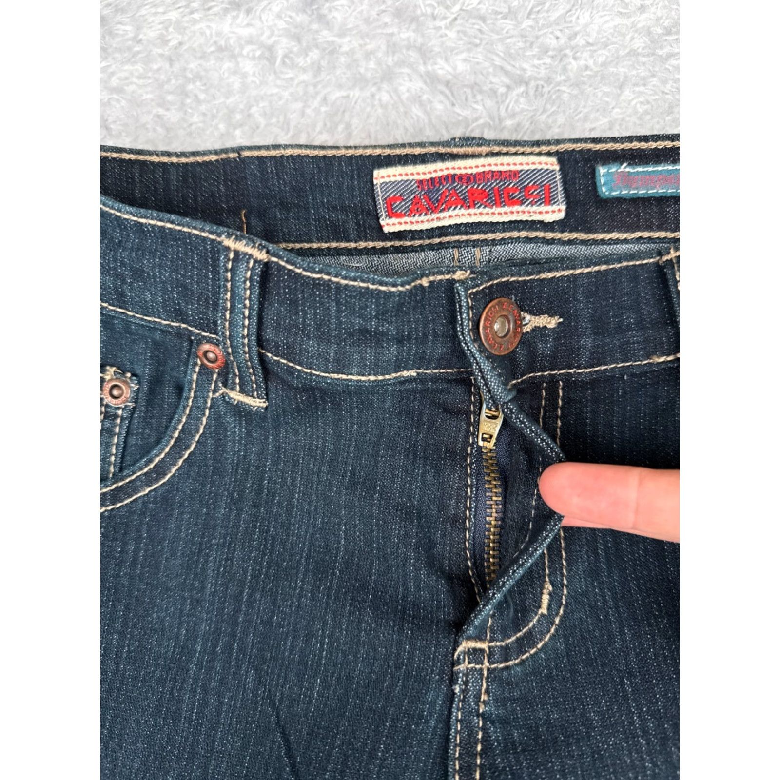Denime Z. Cavaricci Jeans Women's Jeans Bootcut Blue 28x26 Low Rise 3 Denim - 5-Pocket Design, Regular, Cotton Blend, Dark Wash, Vintage? No. Size 26" / US 2 / IT 38 - 5 Thumbnail