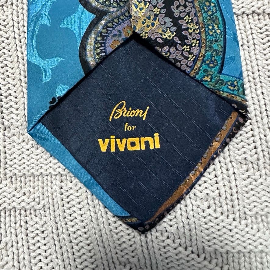 Brioni Brioni turquoise teal paisley silk tie Size ONE SIZE - 4 Thumbnail