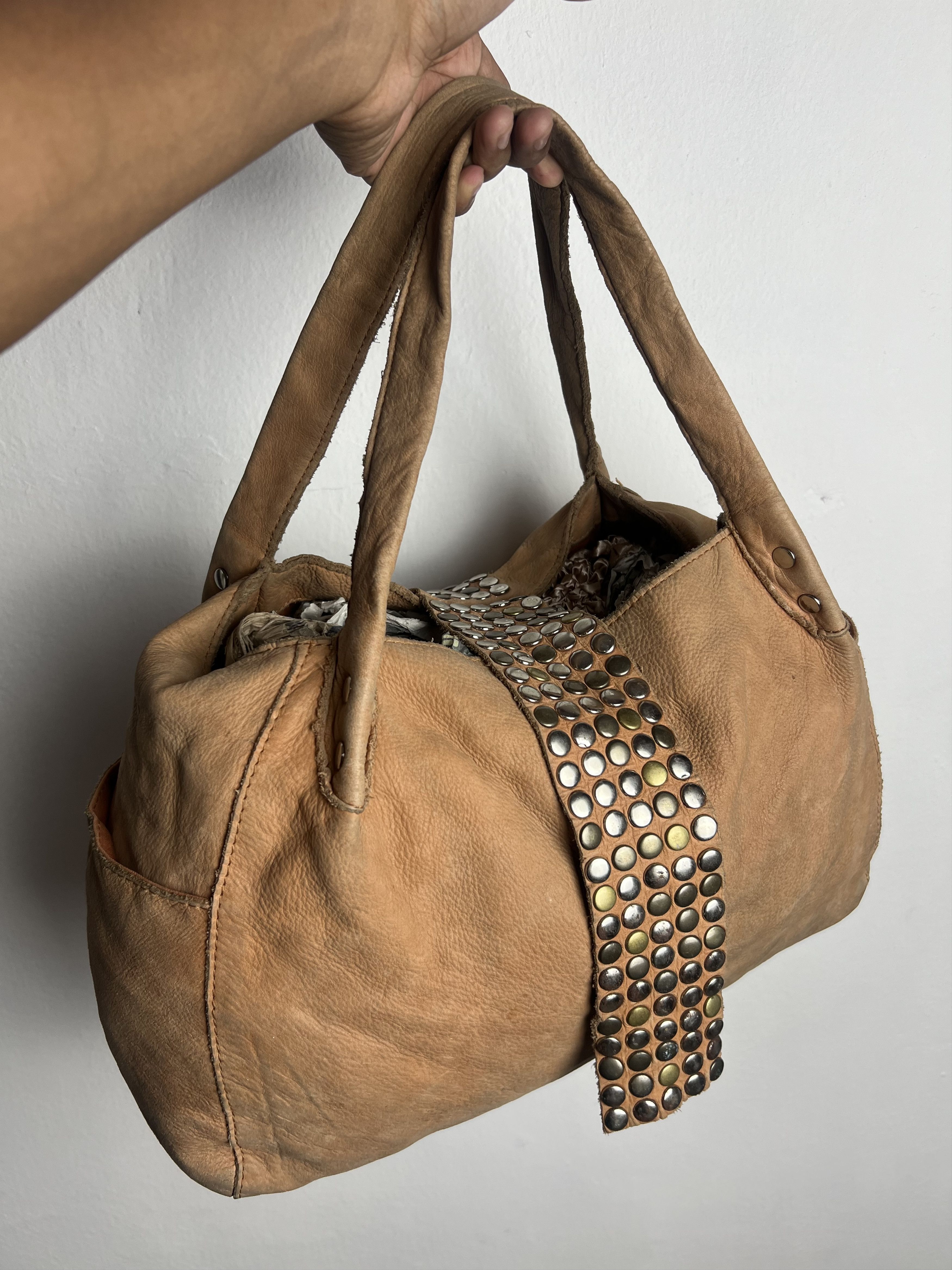 Genuine Leather Tres Kmrii Style Studded Leather Suede Hobo Bag Size ONE SIZE - 11 Thumbnail
