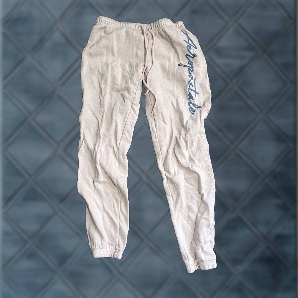 Vintage Aéropostale Women's Sweatpants Light Pink Graphic Elastic Waist Size Small Size 28" / US 6 / IT 42 - 1 Thumbnail