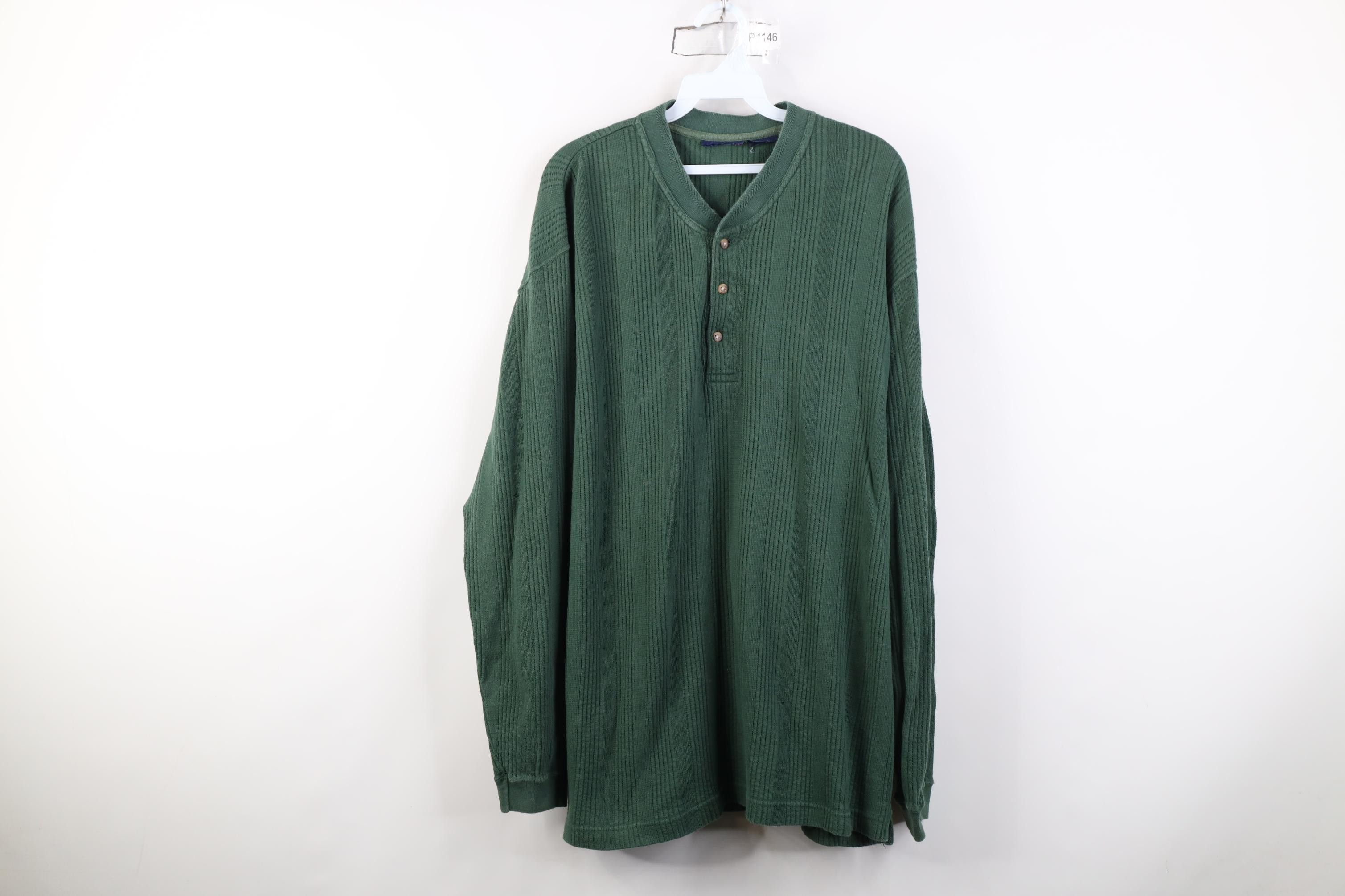 Vintage Vintage 90s Streetwear Thermal Ribbed Knit Henley T-Shirt Size US XL / EU 56 / 4 - 1 Thumbnail