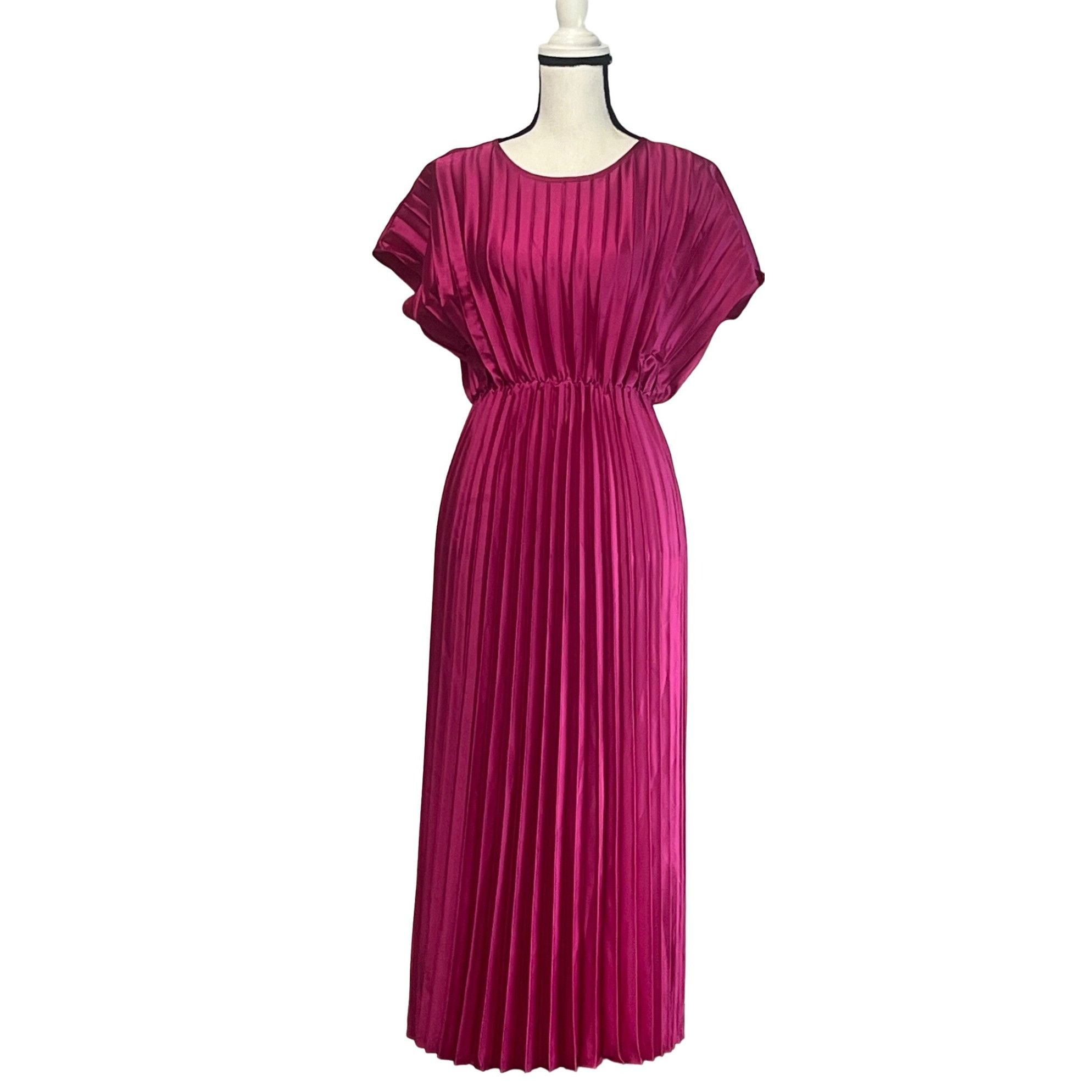 Other Lush Cap Sleeve Pleated Satin Midi Dress, Pink, XS Size XS / US 0-2 / IT 36-38 - 9 Thumbnail