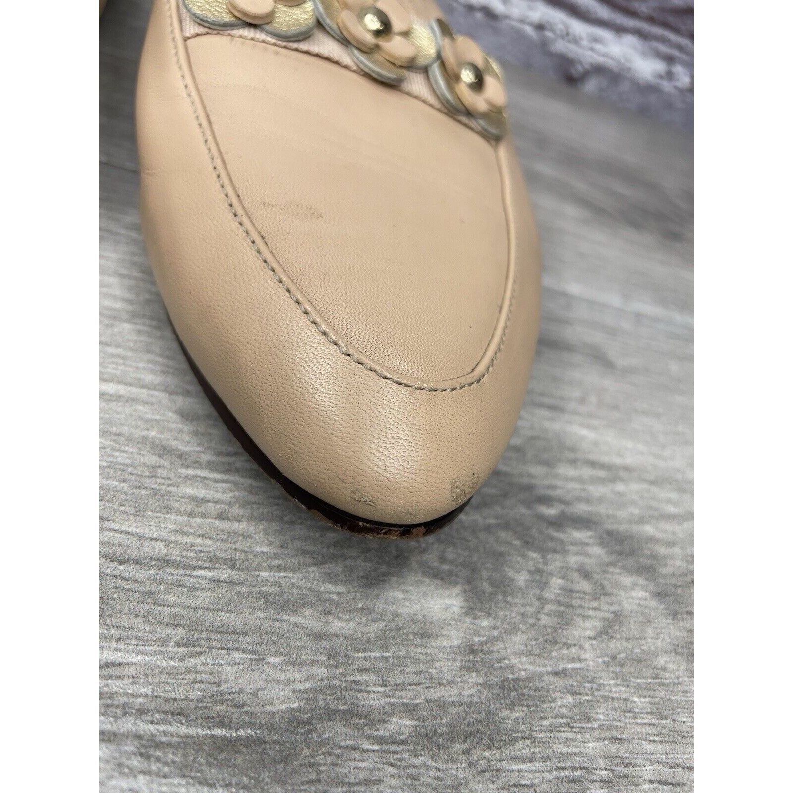 Kate Spade Kate Spade Nude Pink Leather Floral Accent Pointed Mules Sho Size US 8 / IT 38 - 14 Thumbnail