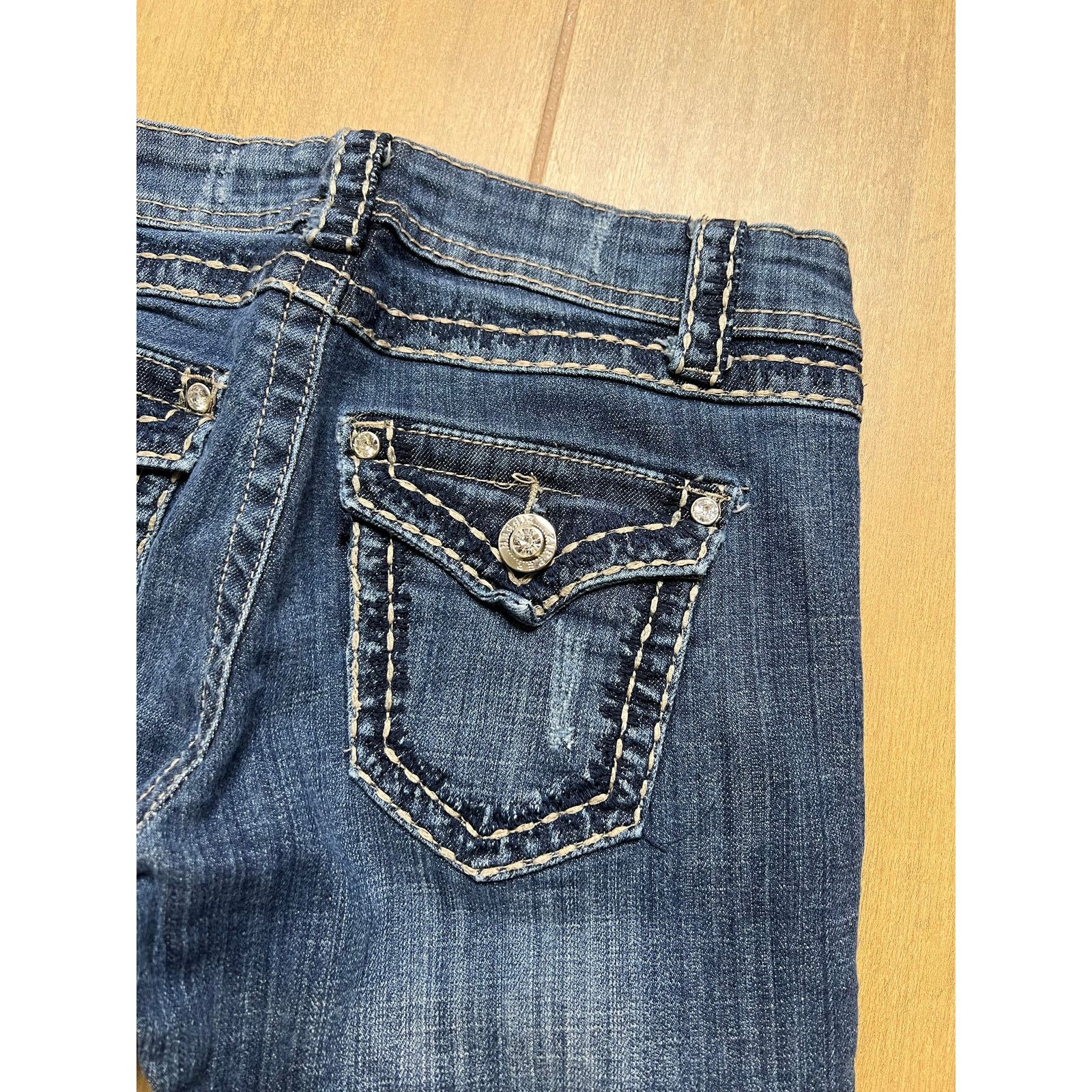 Vintage Zipper Y2K Bootcut Jeans Womens Size 9 Blue Rhinestone 27x30 Size US 27 - 10 Thumbnail