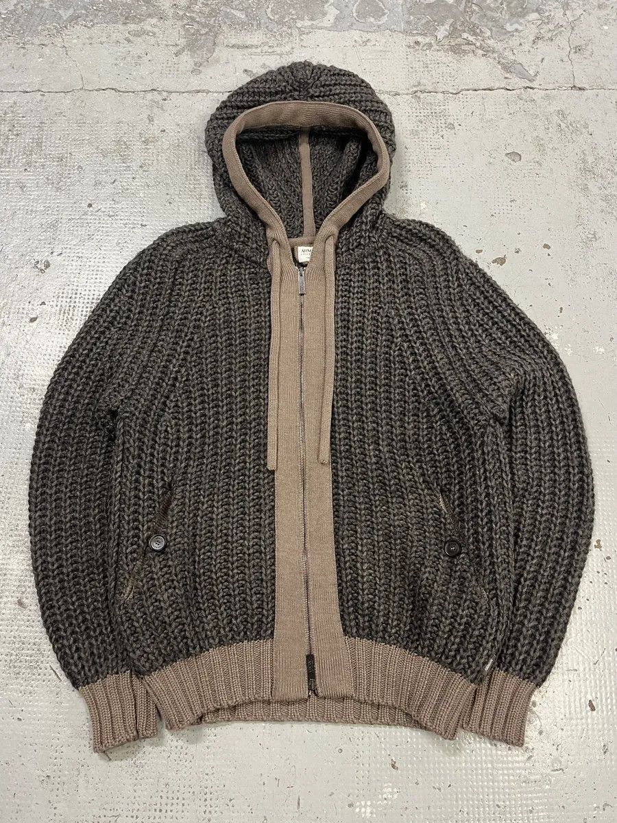 Armani Collezioni Armani Collezioni Wool Cable Knit Grey Zip-Up Hoodie Size US S / EU 44-46 / 1 - 1 Thumbnail