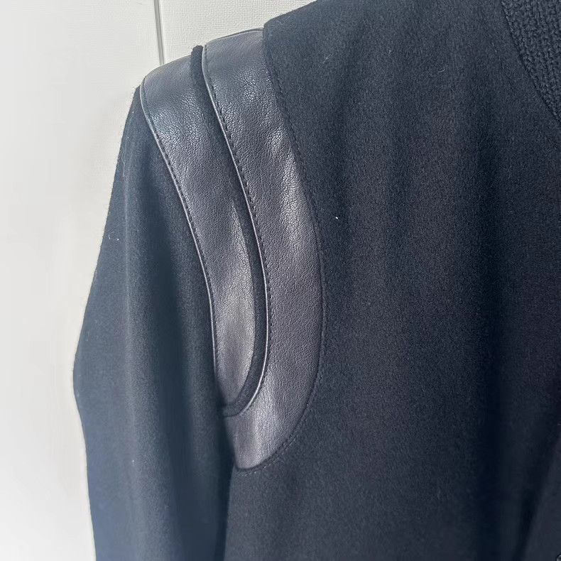 Saint Laurent Paris YSL Classic Black Wool Leather Baseball Jacket Size US L / EU 52-54 / 3 - 3 Thumbnail