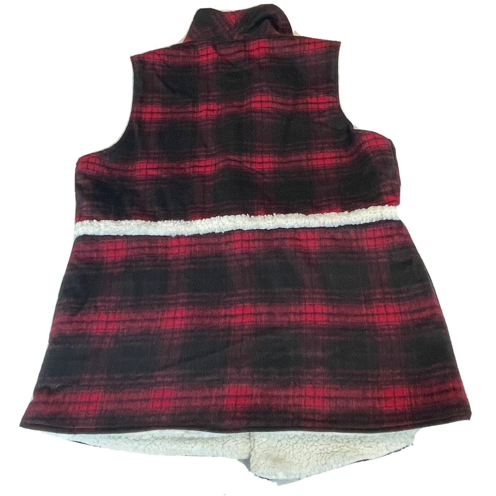 Other Maurice's Red & Black Plaid Sherpa Lined Vest Sz XXL Wool Bl Size XXL / US 16-18 / IT 52-54 - 6 Thumbnail
