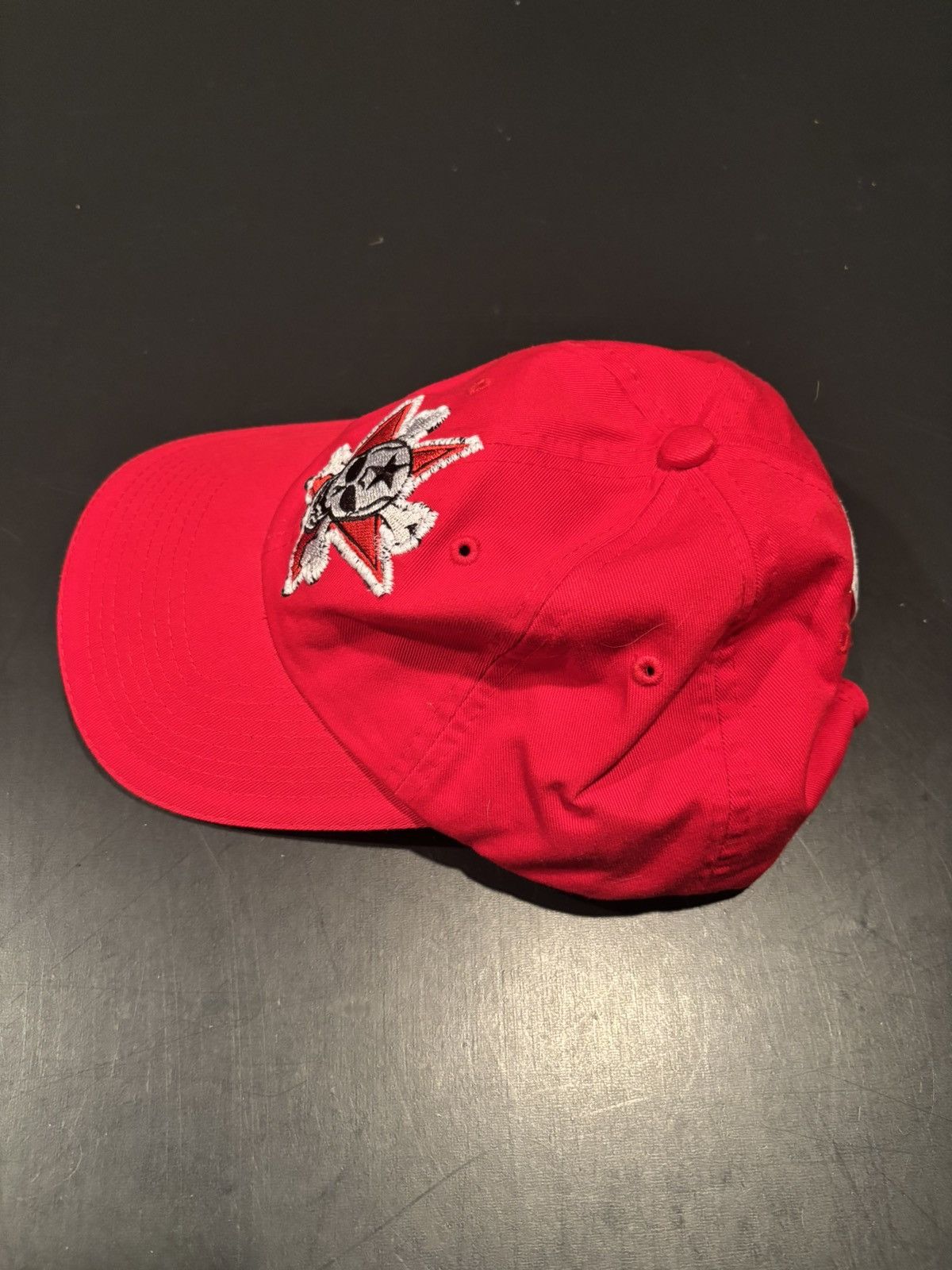 Other Red Custom Embroidered Skull Star Patch Red Baseball Hat Size ONE SIZE - 2 Thumbnail