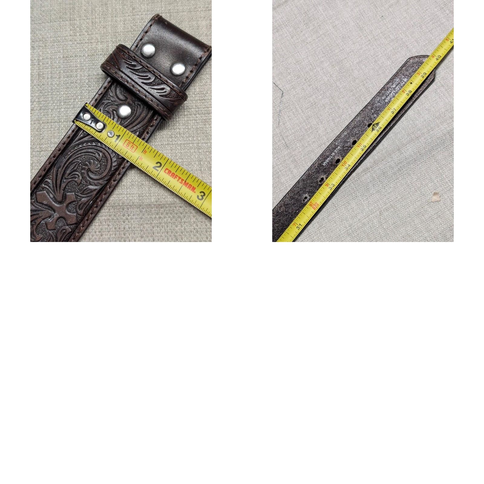 Vintage VINTAGE Nocona belt Tooled brown leather western belt 34 Men Adult Belt WestErn Mens Size 34 - 8 Thumbnail