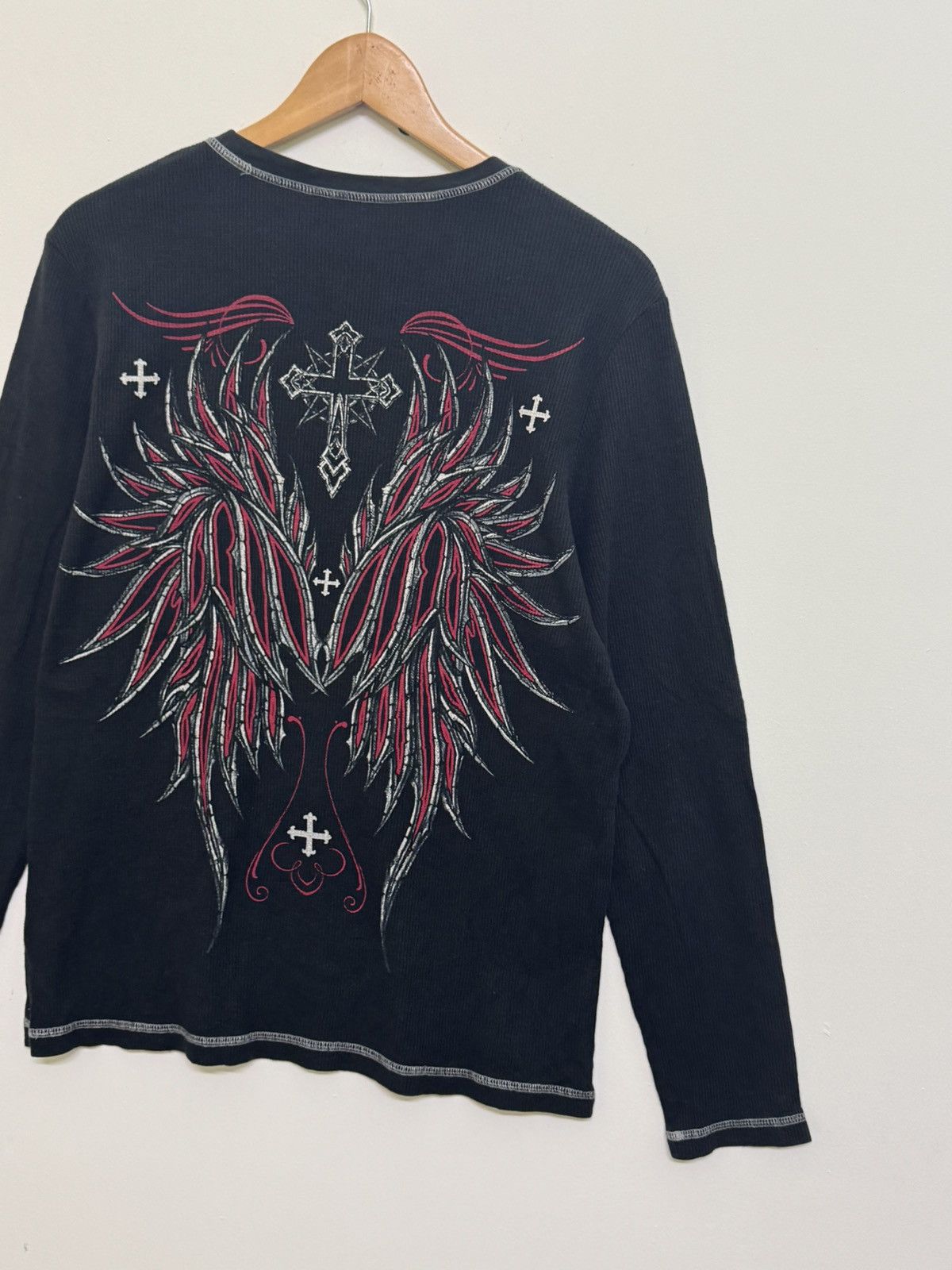 Affliction No Boundaries Skull Cross and Wing Design Black Long Sleeve Size US L / EU 52-54 / 3 - 7 Thumbnail