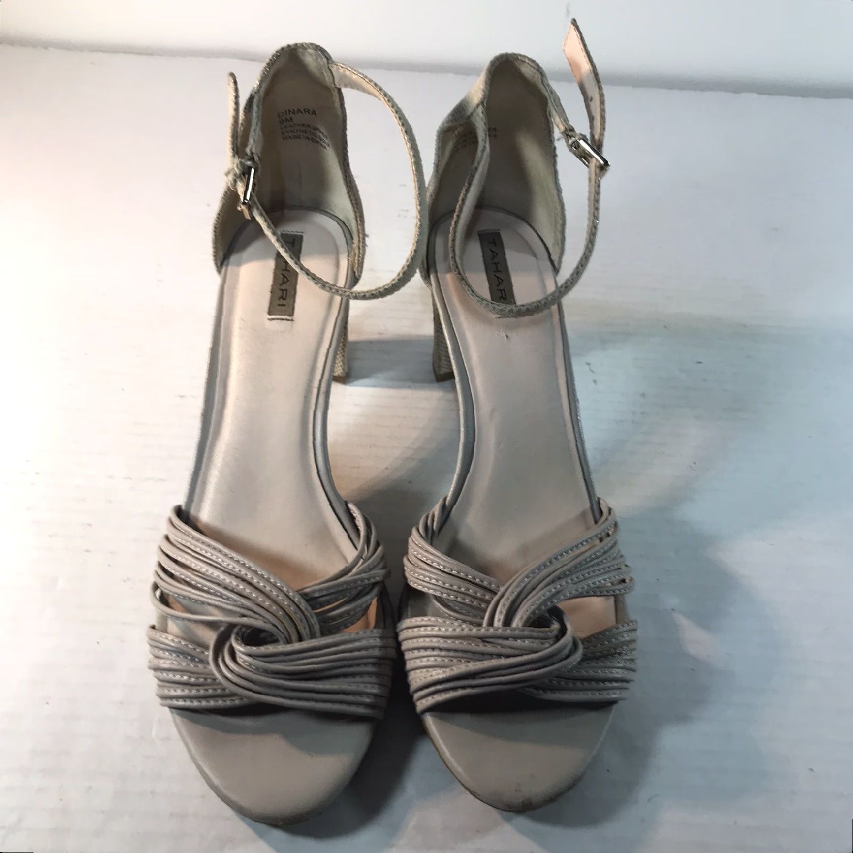 Vintage VINTAGE Tahari Dinara Women’s Block Heel Slingbacks Shoes Size 9M Beige/Stone High Heel 3in Formal Casual Size US 9 / IT 39 - 2 Thumbnail