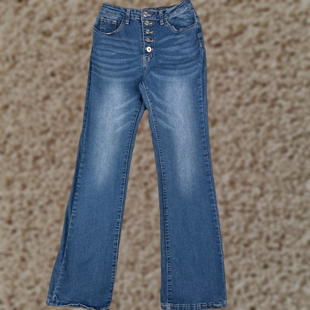 Shein Vintage Shein Women's Jeans Bootcut Size 2 Regular Mid Rise Dark Blue Denim Cotton Blend Size 26" / US 2 / IT 38 - 1 Thumbnail