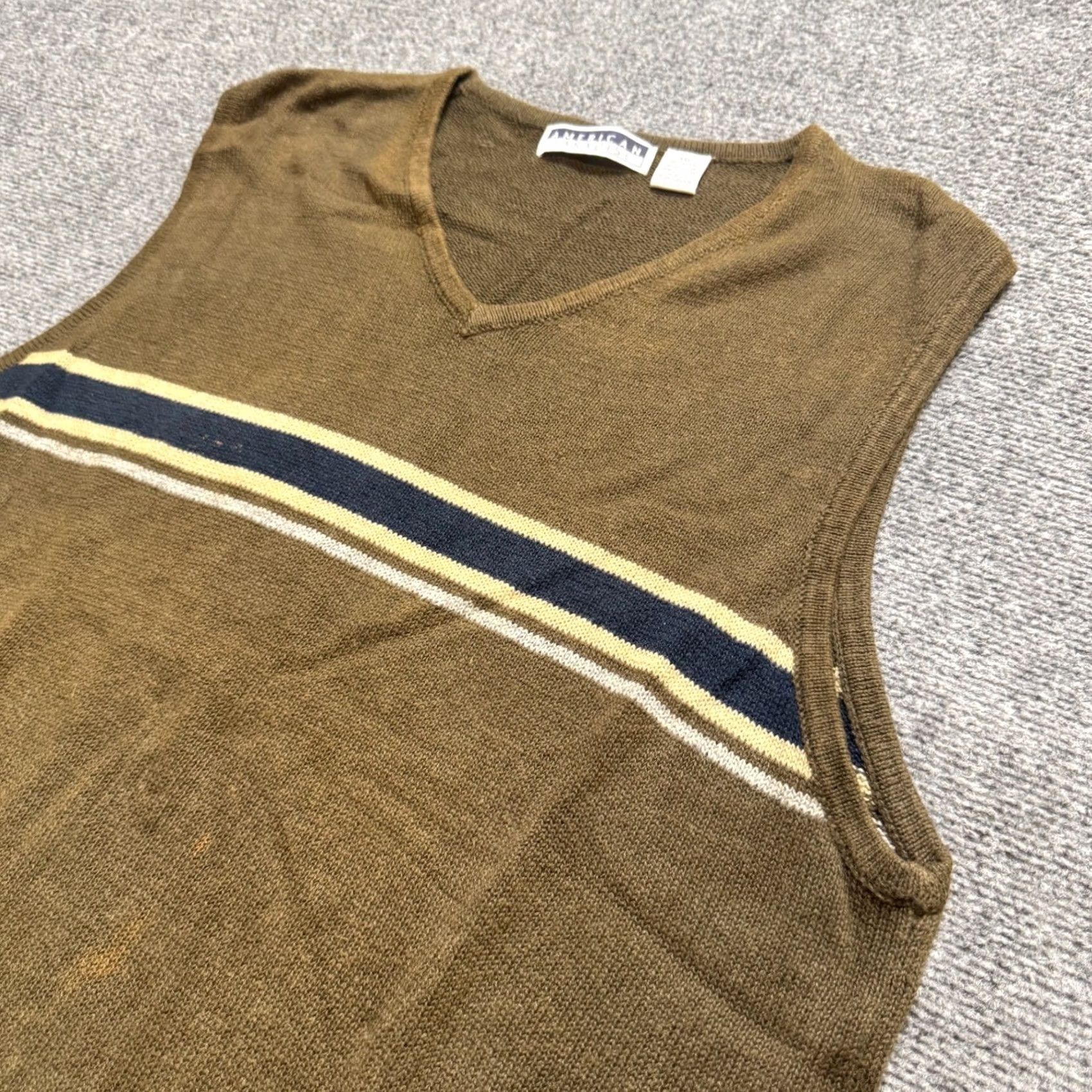 The Unbranded Brand VINTAGE The Unbranded Brand VTG American Paradise Sweater Vest Pullover 2XL Cotton Blend Striped Brown Men Big & Tall Brown Sweater Vest Mens Size US XXL / EU 58 / 5 - 2 Thumbnail