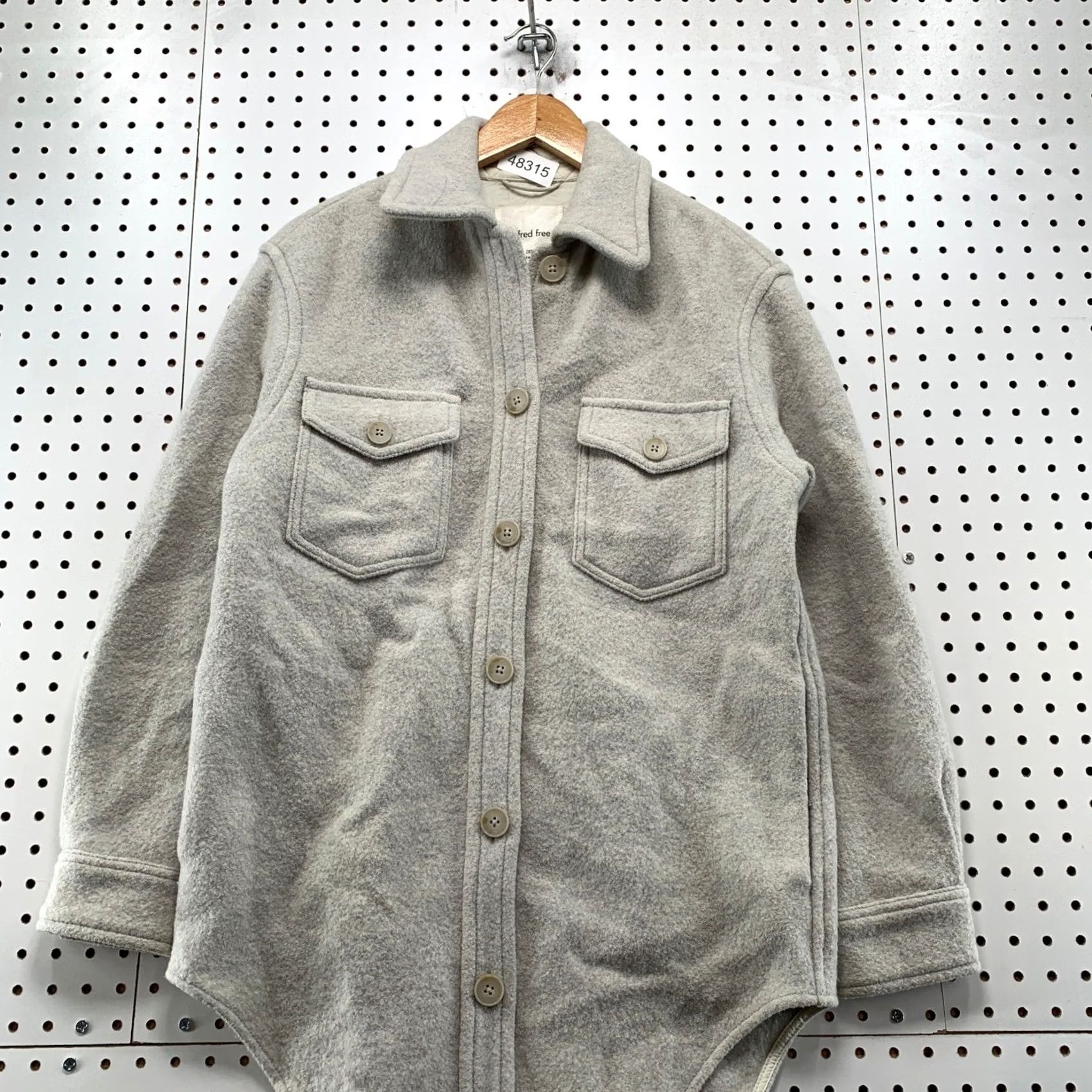 Vintage Wilfred Free Ganna Shirt Jacket 100% Merino Wool Gray Shacket XXS Womens Button Front Pockets Casual Workwear Mid-Length Fall Winter Spring Size XXS / US 00 / IT 34 - 4 Thumbnail
