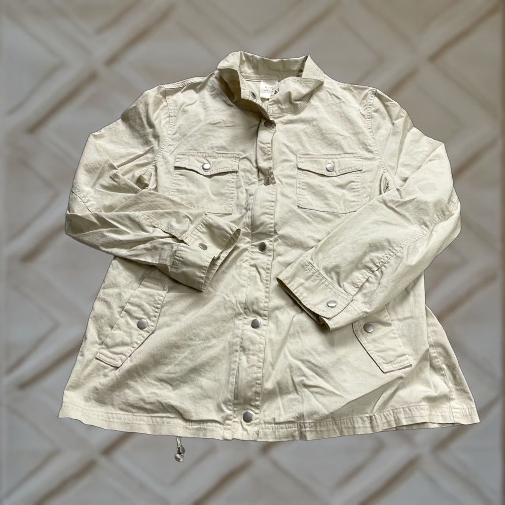 Blair Blair Jacket Womens Medium Beige Collared Casual Cotton Blend Long Sleeve Regular Fit Size M / US 6-8 / IT 42-44 - 1 Thumbnail