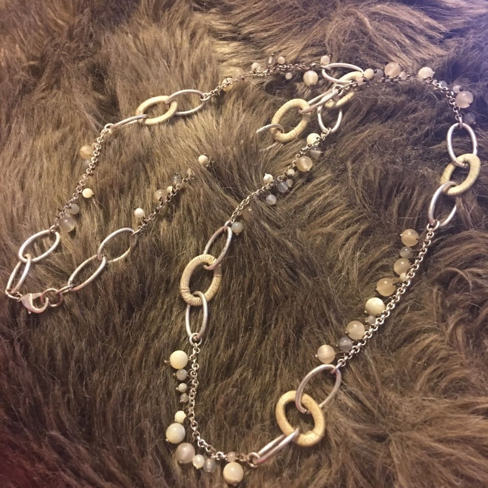 Jewelry Beaded silver tone link long length necklace Size ONE SIZE - 7 Thumbnail