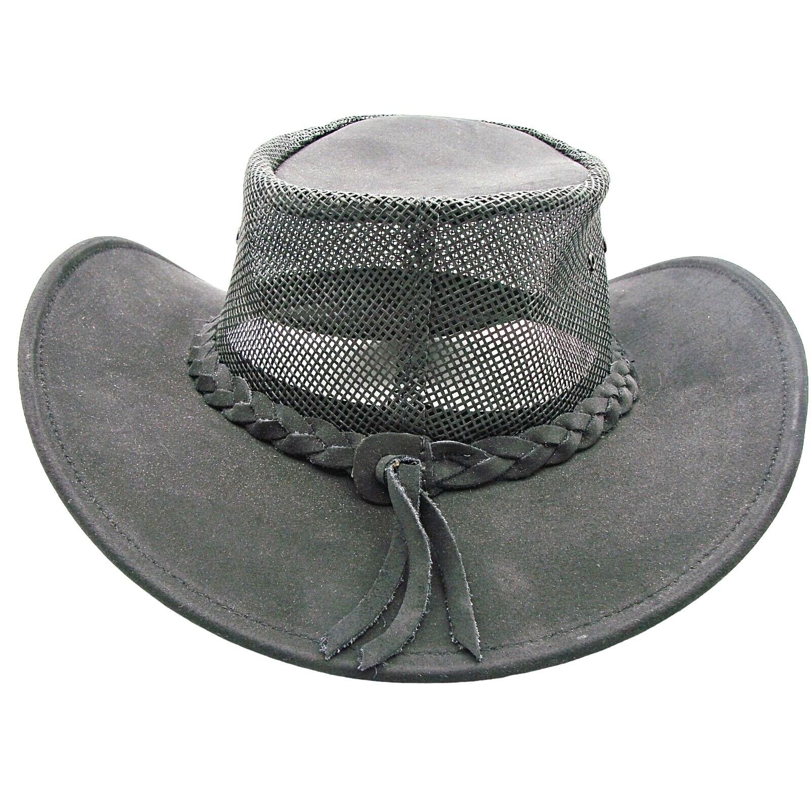 Chapeau Cowboy Minnetonka Outback – Cuir Daim, Taille L – Pliable
