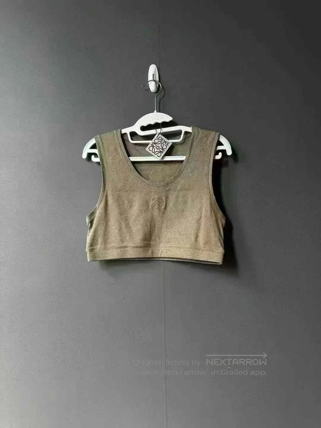 Loewe Loewe Khaki Embroidered Logo Tank Top| Size L / US 10 / IT 46 - 1 Thumbnail