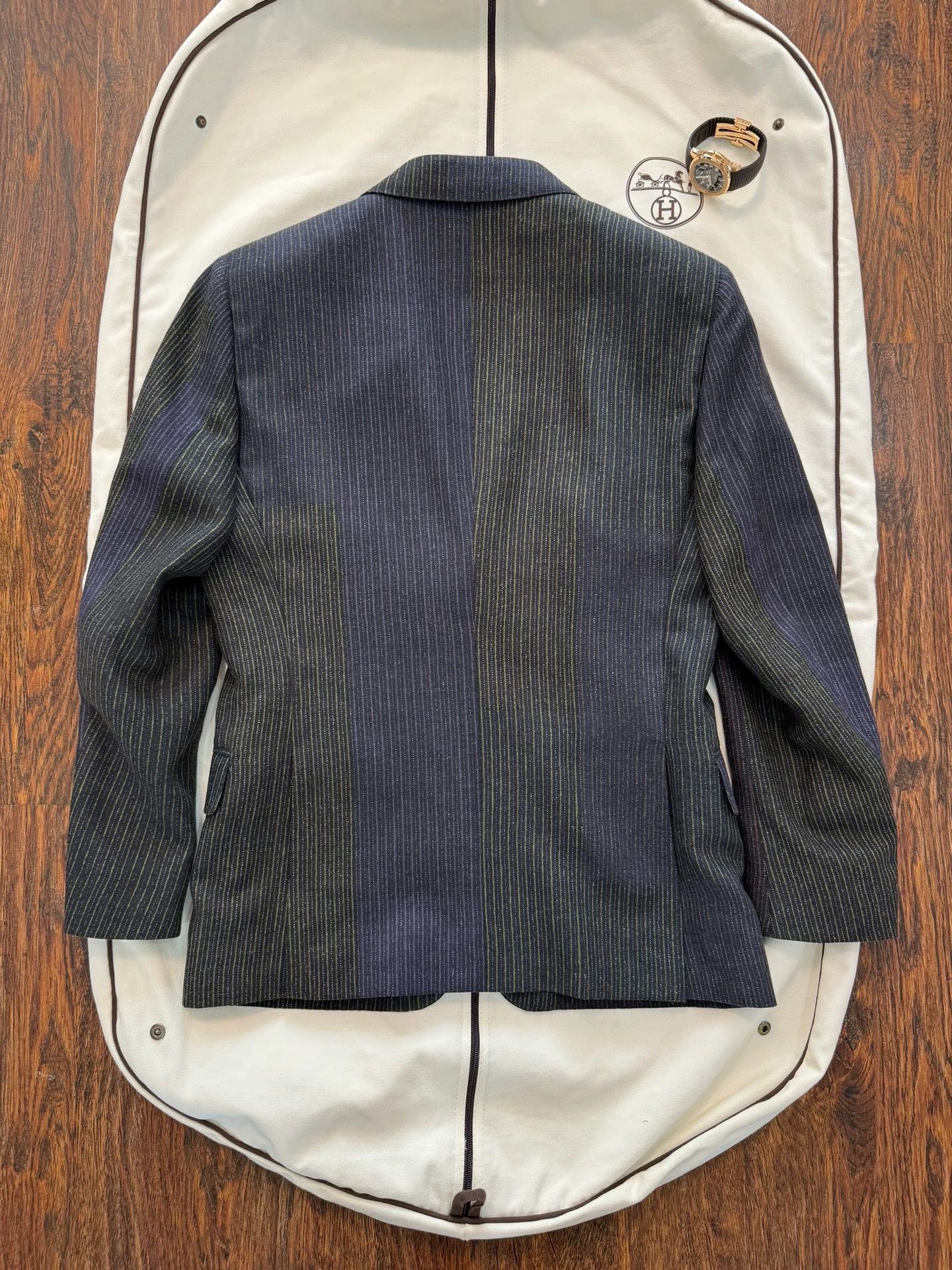 Etro Etro Intarsia Stripe Wool Suit 46 w/ Cascading Flower Lining Size 46R - 2 Thumbnail