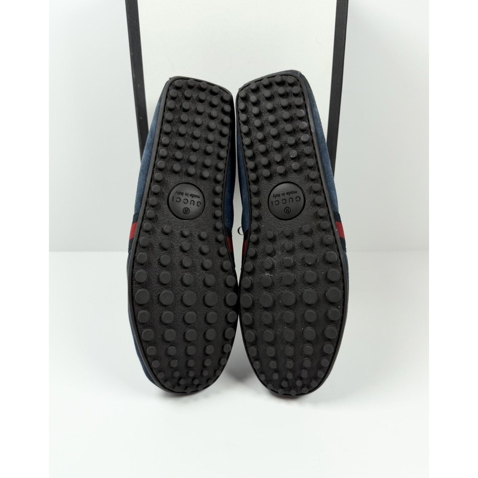 Gucci Size 9US - Gucci Blue Suede Web Accent Loafers Size US 9 / EU 42 - 6 Thumbnail
