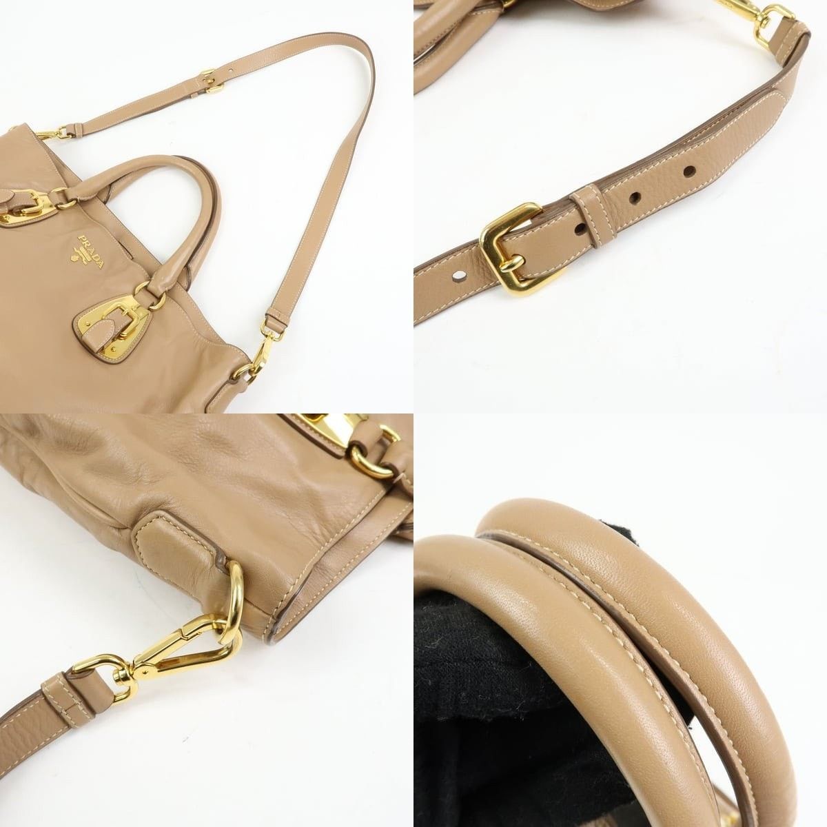 Prada Prada Soft Calf Leather Shoulder Bag Tan Size ONE SIZE - 4 Thumbnail