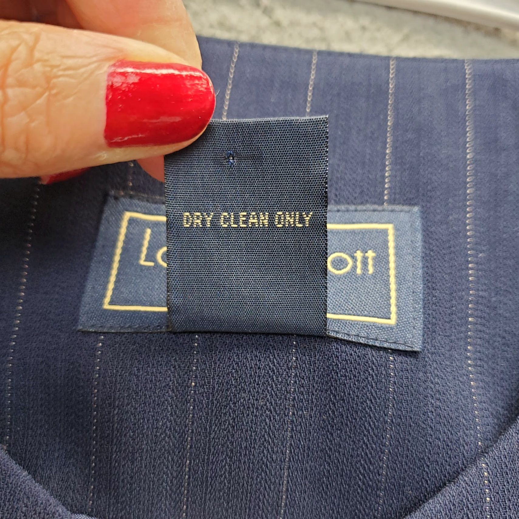 Vintage VINTAGE Laura Scott 2 Piece Set Womens 10P Navy Pinstripe Long Sleeve Single Breasted Shirt Size L / US 10 / IT 46 - 7 Thumbnail