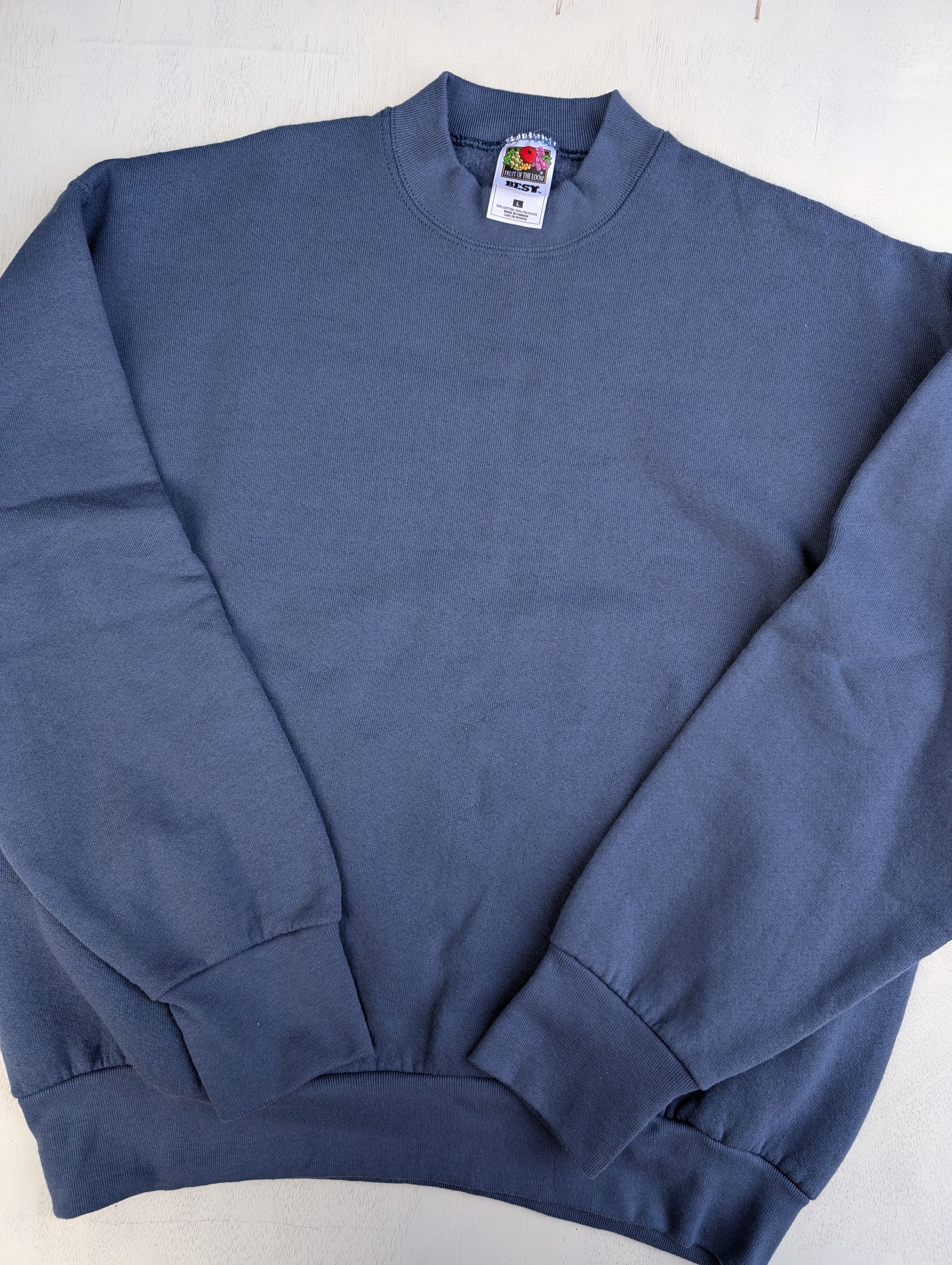 Fruit Of The Loom × Vintage Vintage Fruit of the loom blank sweatshirt blue sz L Size US L / EU 52-54 / 3 - 3 Thumbnail