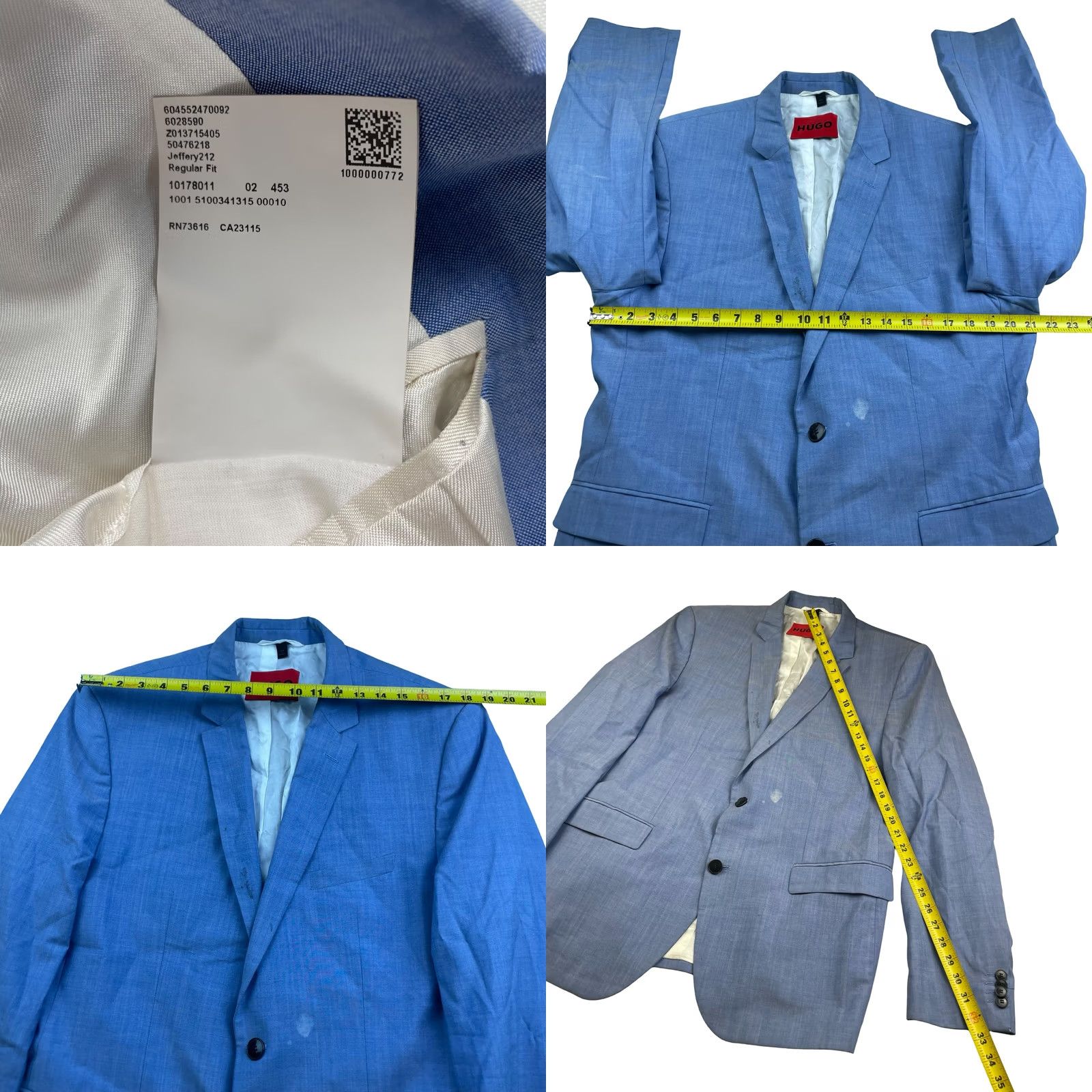 Hugo Boss VINTAGE Hugo Boss Men’s Jeffery 212 100% Wool 2-Button Suit Blue 44R 38x30 Mens Blazer Pants Two-Button Flat Front Solid Wool Suit 2 Piece Size 44R - 8 Thumbnail