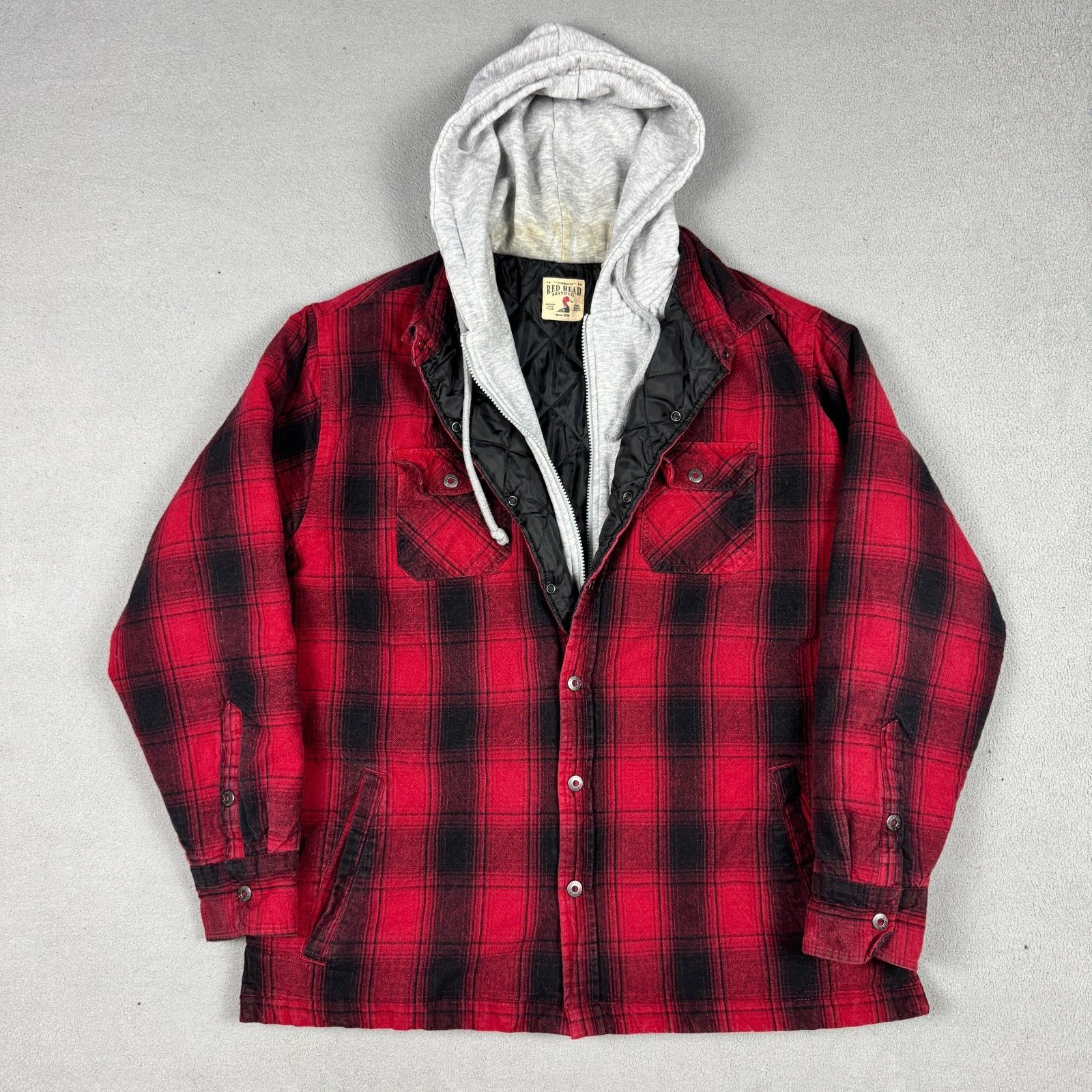 Vintage Vintage Red Head Hooded Flannel Shacket Buffalo Plaid XL Size US XL / EU 56 / 4 - 7 Thumbnail