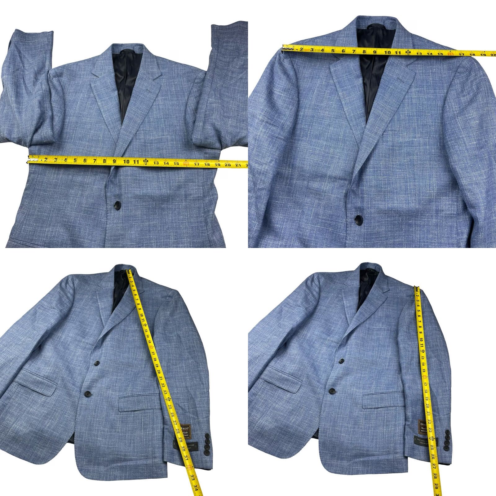 Bloomingdale's Bloomingdale's Blazer Blue 42L Drago Wool/Silk/Linen 2-Button Men's Size 42R - 8 Thumbnail