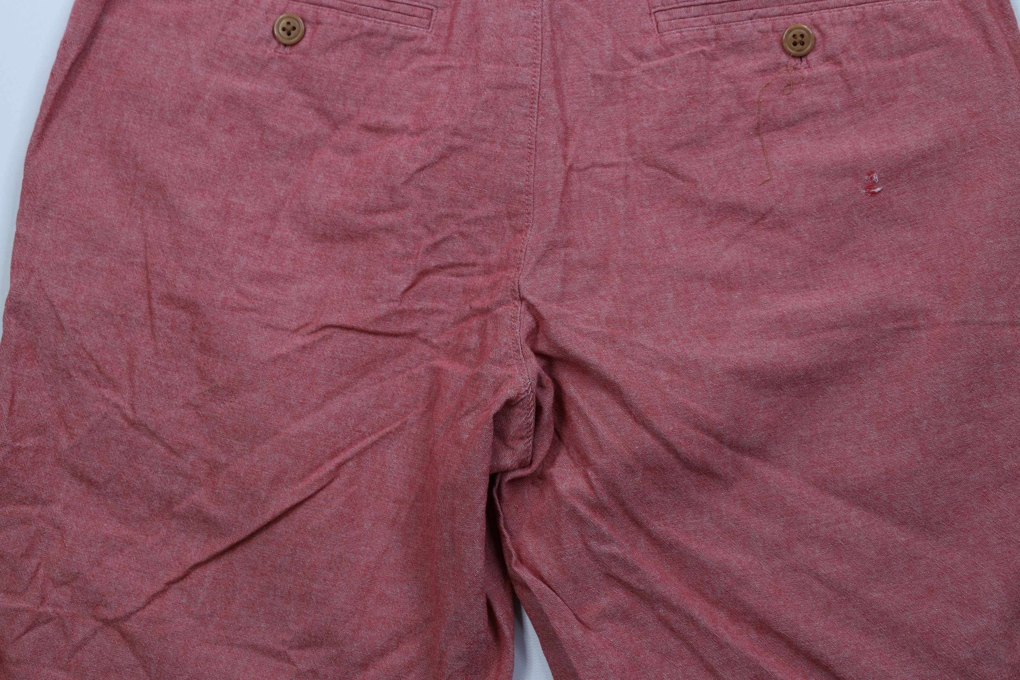 J.Crew J Crew Rivington Chambray Above Knee Chino Shorts Red Cotton Size US 31 - 10 Thumbnail