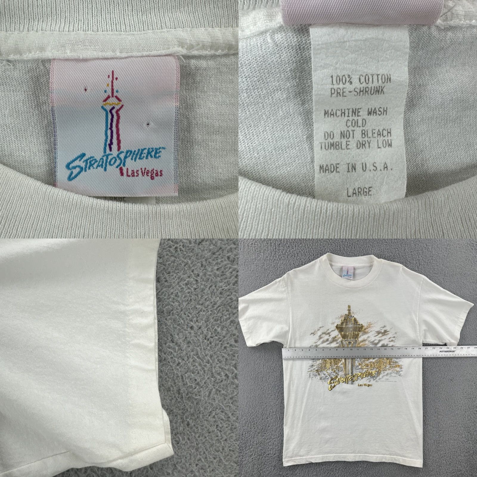 Vintage VINTAGE Stratosphere Las Vegas Men’s L Shirt White 1996 USA 90s Single Stitch Crew Neck Short Sleeve Cotton Knit T-Shirt Mens Size US L / EU 52-54 / 3 - 8 Thumbnail