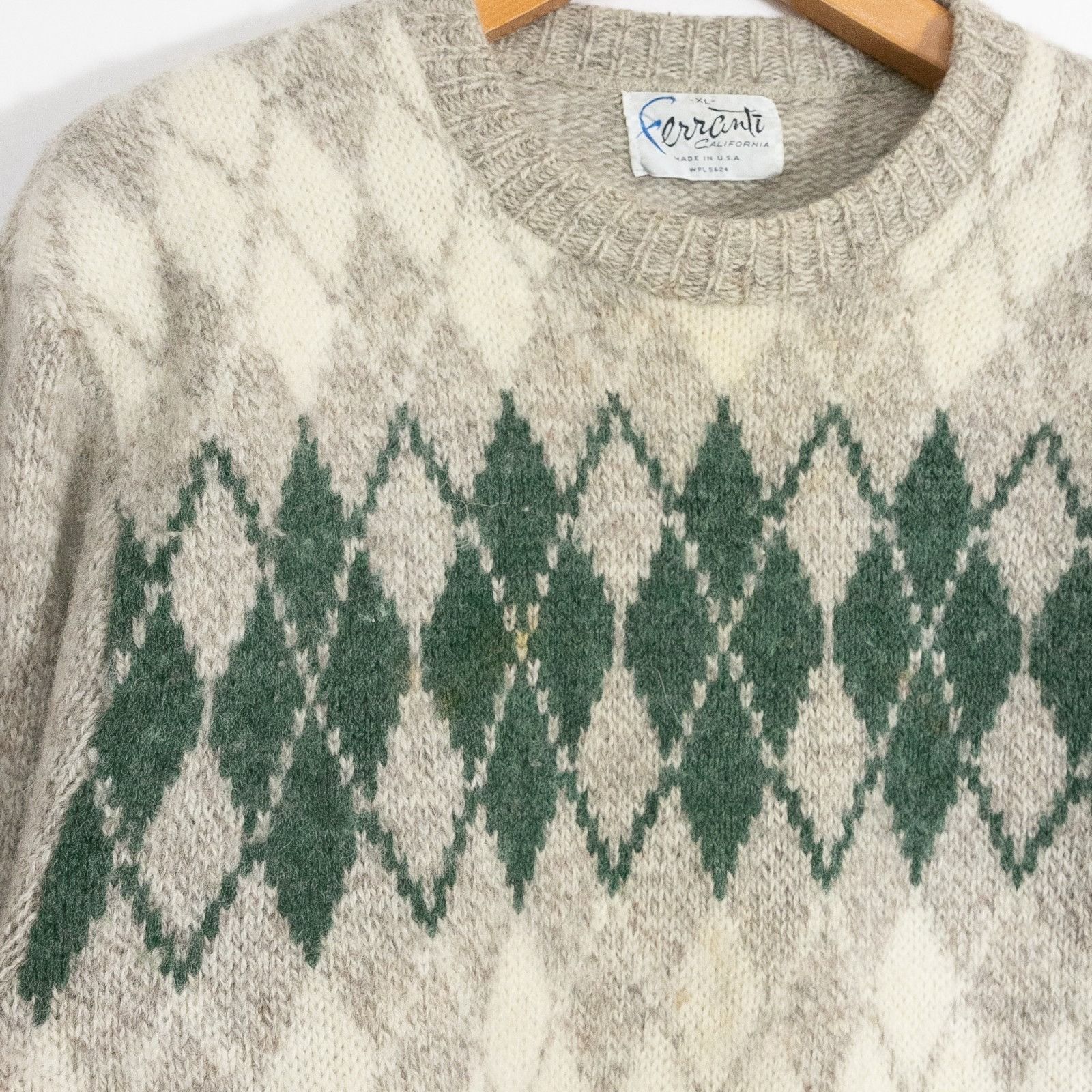 Vintage Vintage Ferrante California Argyle Pattern Wool Sweater XL Size US XL / EU 56 / 4 - 5 Thumbnail