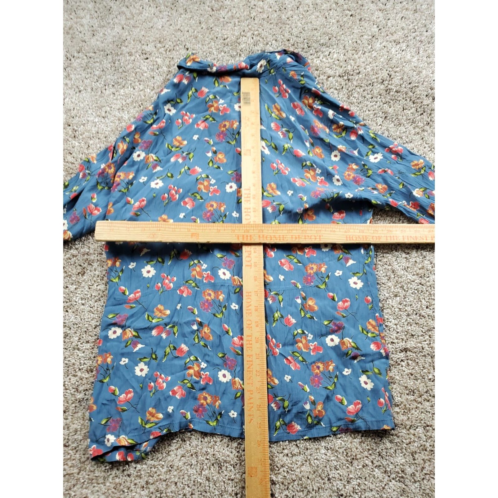 Gap VINTAGE GAP Shirt Womens Large Blue Floral Button Up Long Sleeve Rayon Top Size L / US 10 / IT 46 - 7 Thumbnail