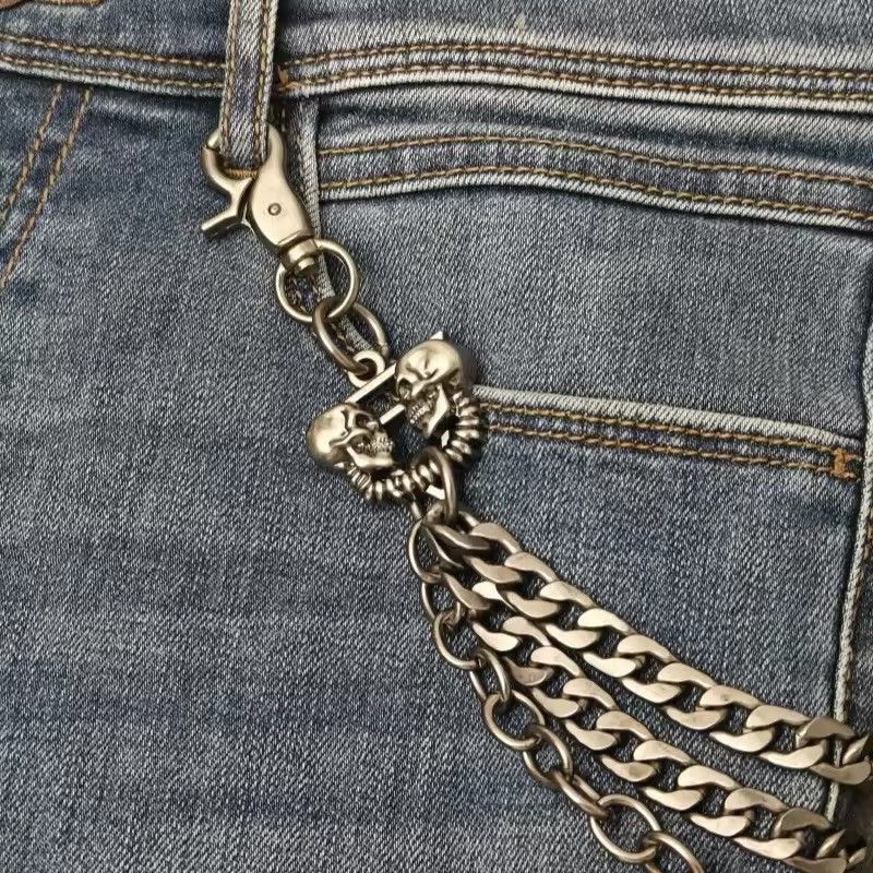 Jewelry Three Layers Double Skull Head Punk Chain Pants Size ONE SIZE - 3 Thumbnail