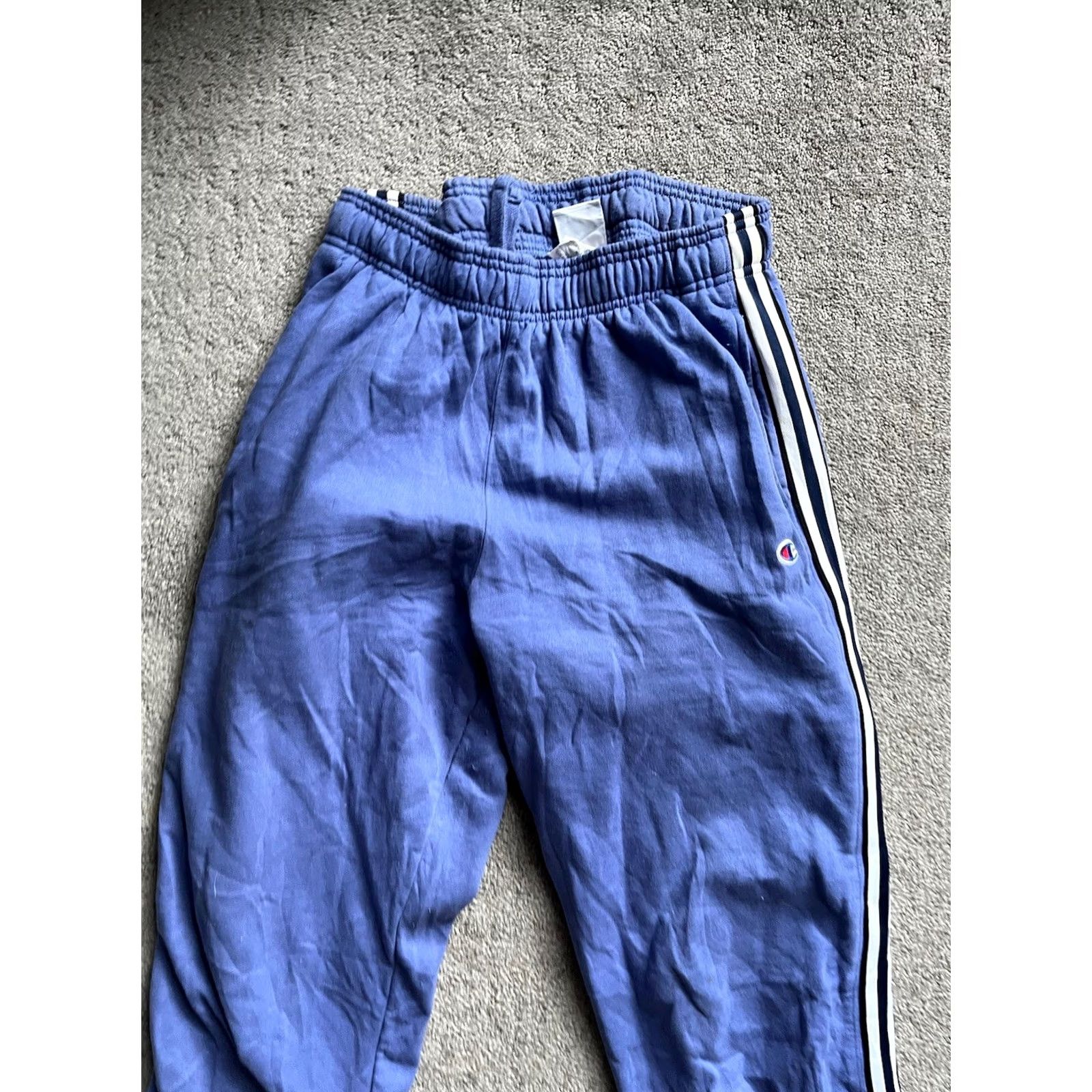 Champion Champion Sweatpants Med Blue Straight Striped Logo Authentic Men's W/ Pocket Size US 31 - 2 Thumbnail
