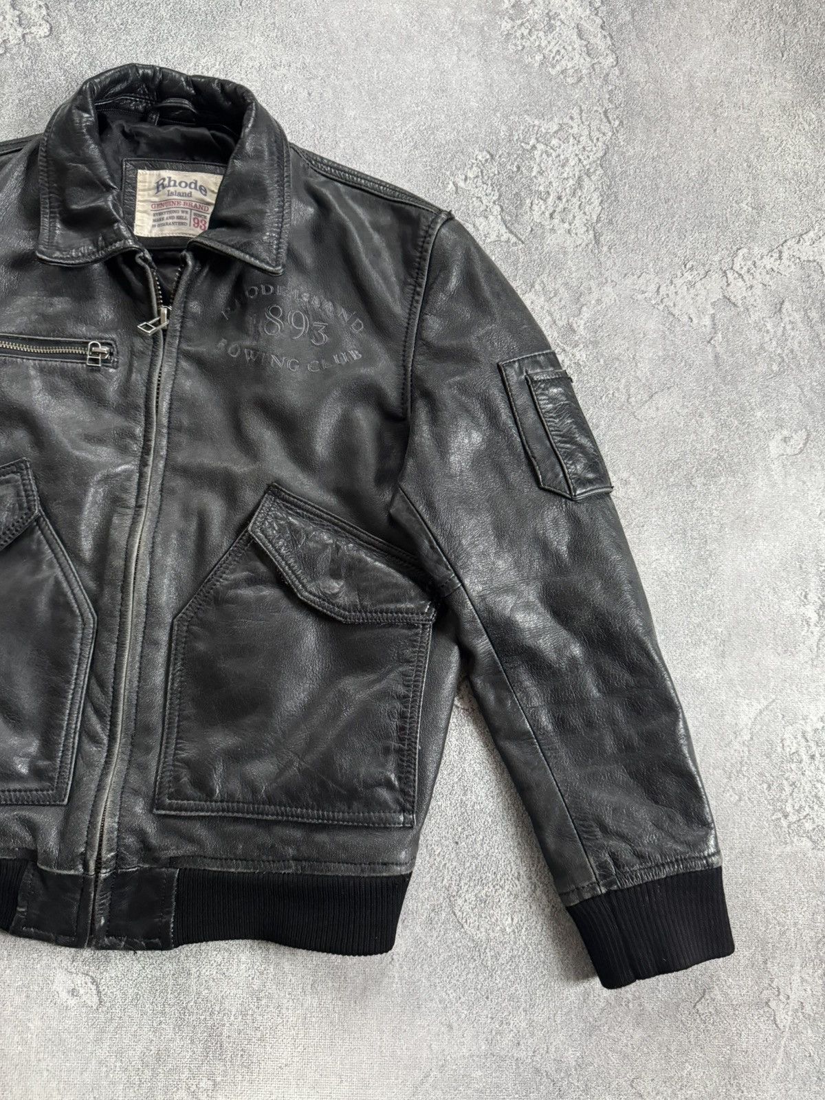 Genuine Leather Rhode Island S/size leather aviator bomber zip jacket pilot Size US S / EU 44-46 / 1 - 8 Thumbnail