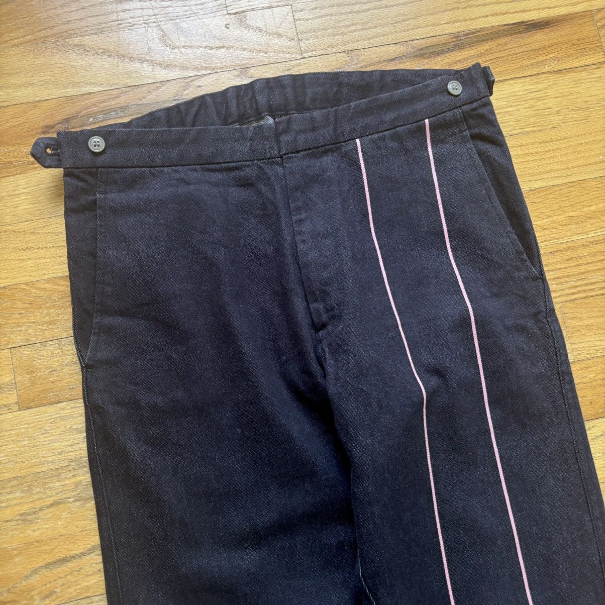 Comme des Garcons Homme Plus FW2001 Asymmetric Striped Jeans Size US 32 / EU 48 - 2 Thumbnail