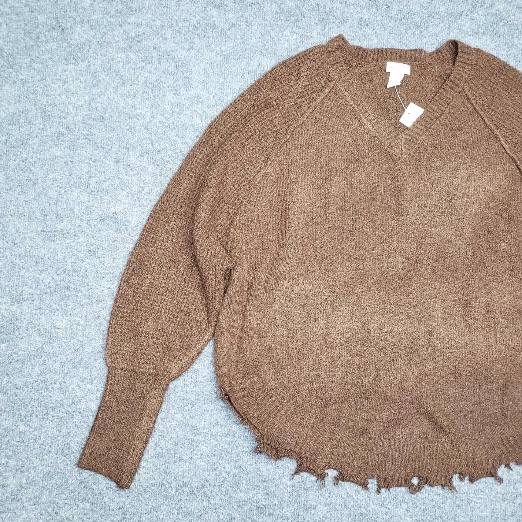 Vintage Rue21 Sweater Womens M Brown Long Sleeve V-Neck Scalloped Hem Pullover New Size M / US 6-8 / IT 42-44 - 3 Thumbnail