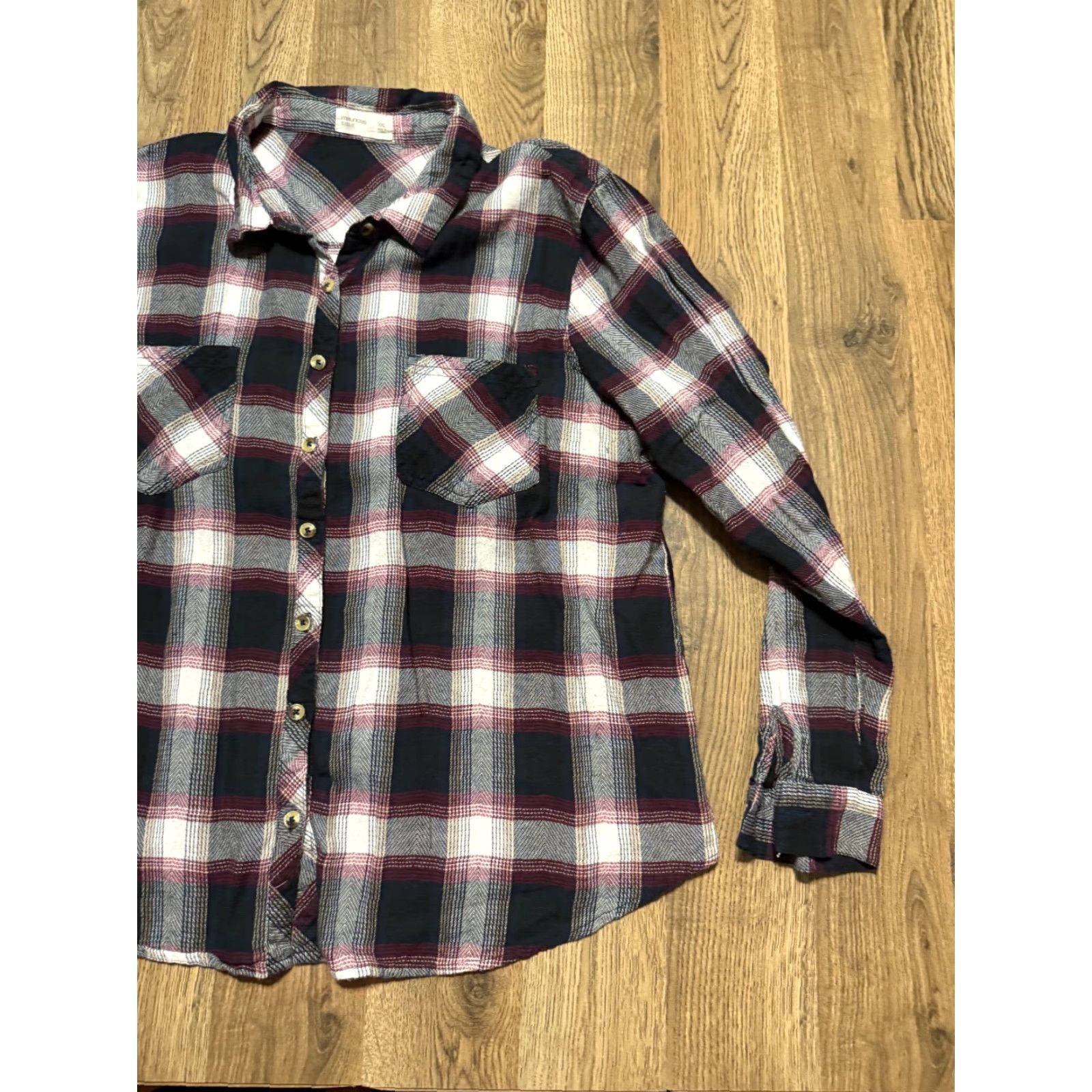 Vintage Maurices Shirt Women's Plus XXL Blue Purple White Plaid Button Up Relaxed Fit Size XXL / US 16-18 / IT 52-54 - 4 Thumbnail