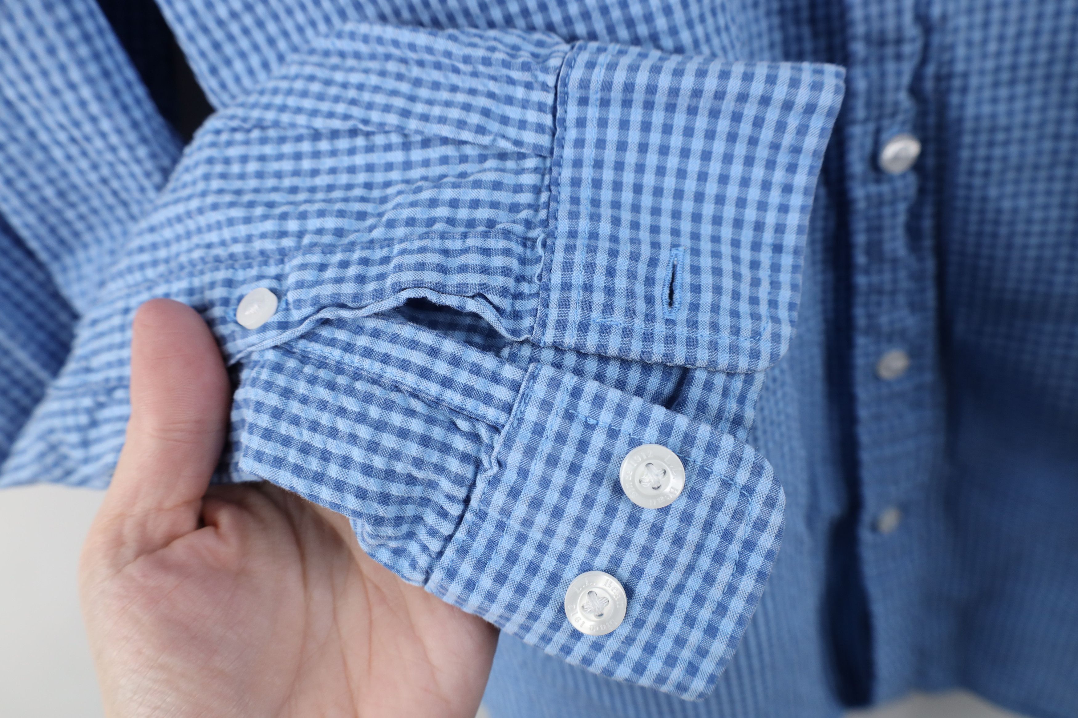 L.L. Bean Vintage LL Bean Collared Button Down Shirt Blue Plaid Size US XL / EU 56 / 4 - 7 Thumbnail