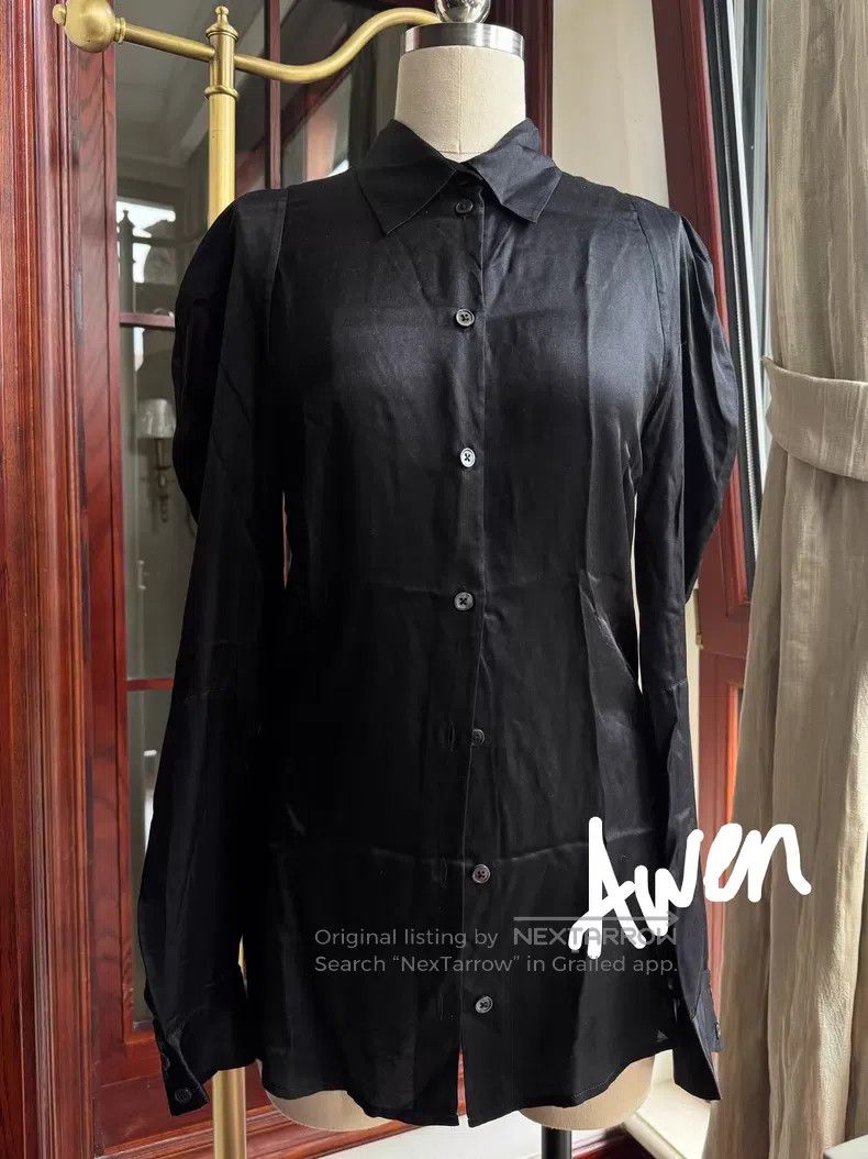 Ann Demeulemeester Ann Demeulemeester Vintage Black Satin Shirt Size XS / US 0-2 / IT 36-38 - 2 Thumbnail