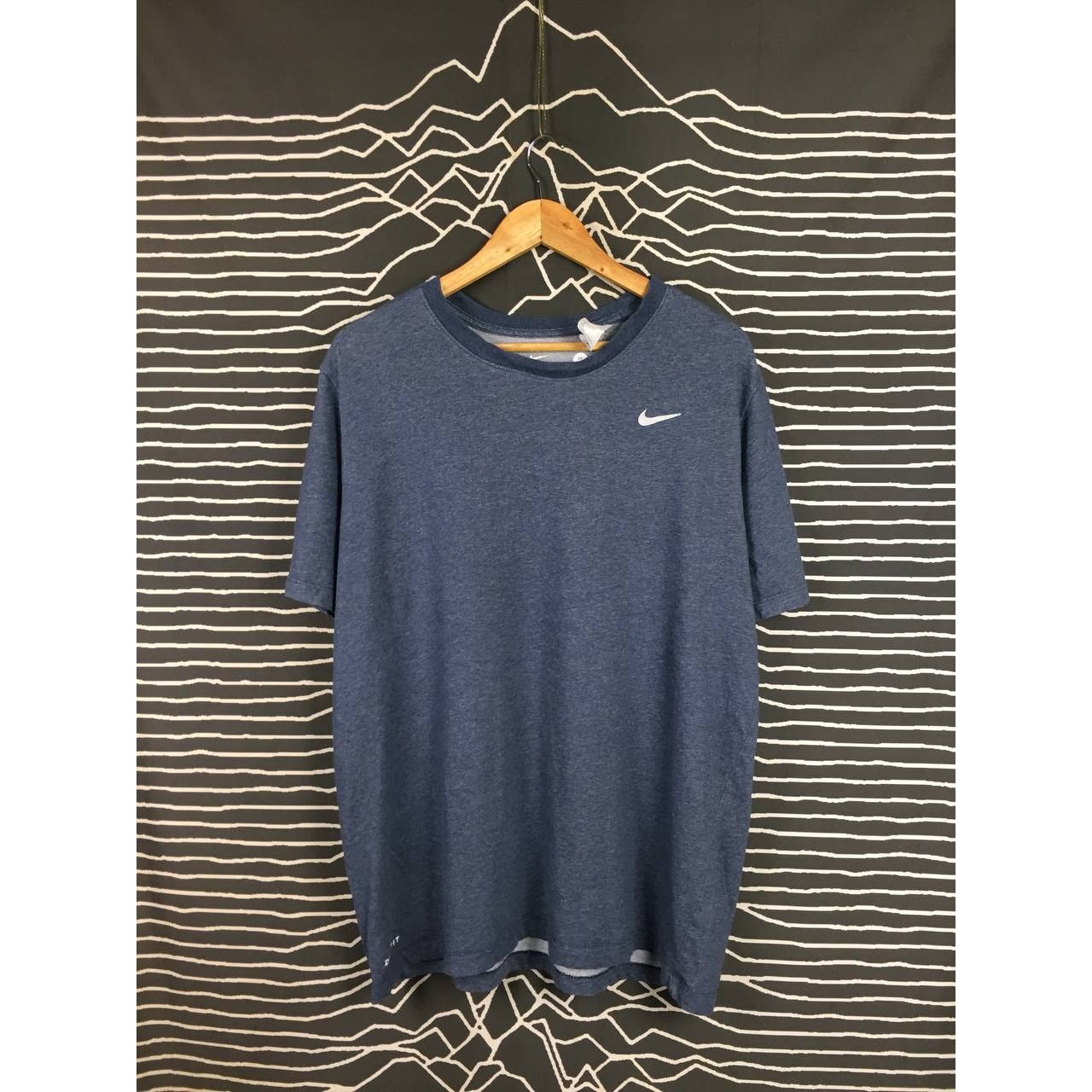 Nike Nike Dri-Fit Swoosh Logo Heather Blue Athletic Tee Size US XL / EU 56 / 4 - 2 Thumbnail