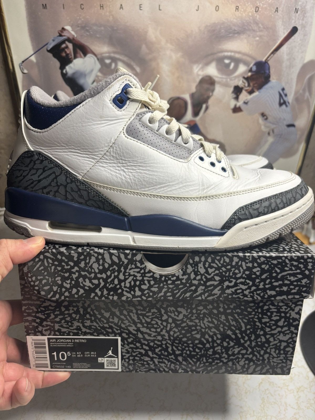 Jordan Brand Air Jordan 3 Retro Navy Size US 10.5 / EU 43-44 - 1 Thumbnail
