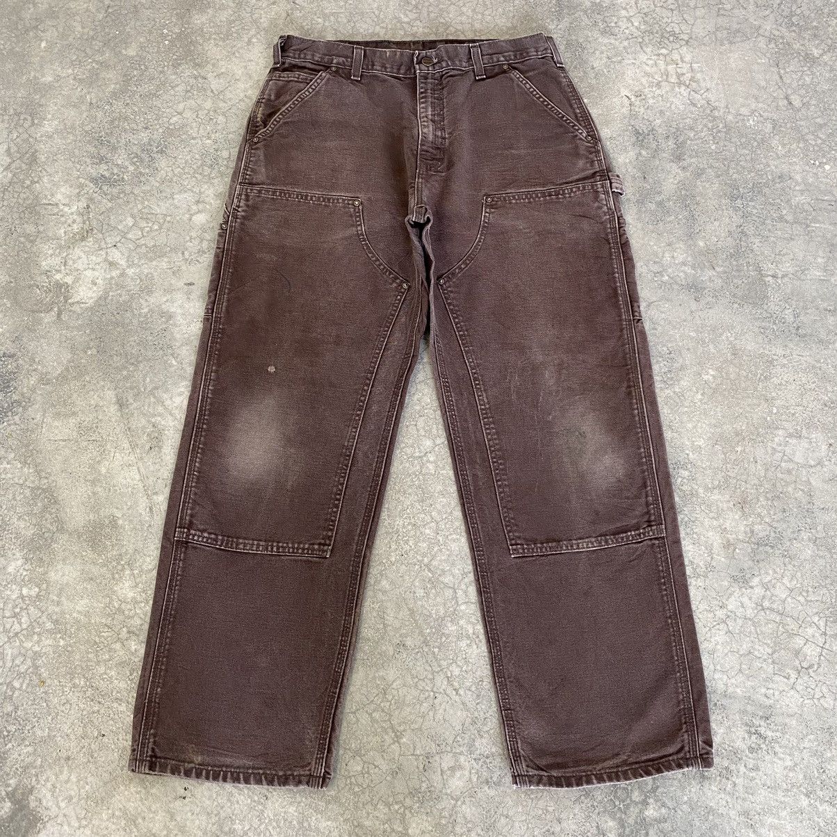 Carhartt × Vintage VTG Carhartt Double Knee Faded Brown Carpenter Work Pants Size US 34 / EU 50 - 2 Thumbnail
